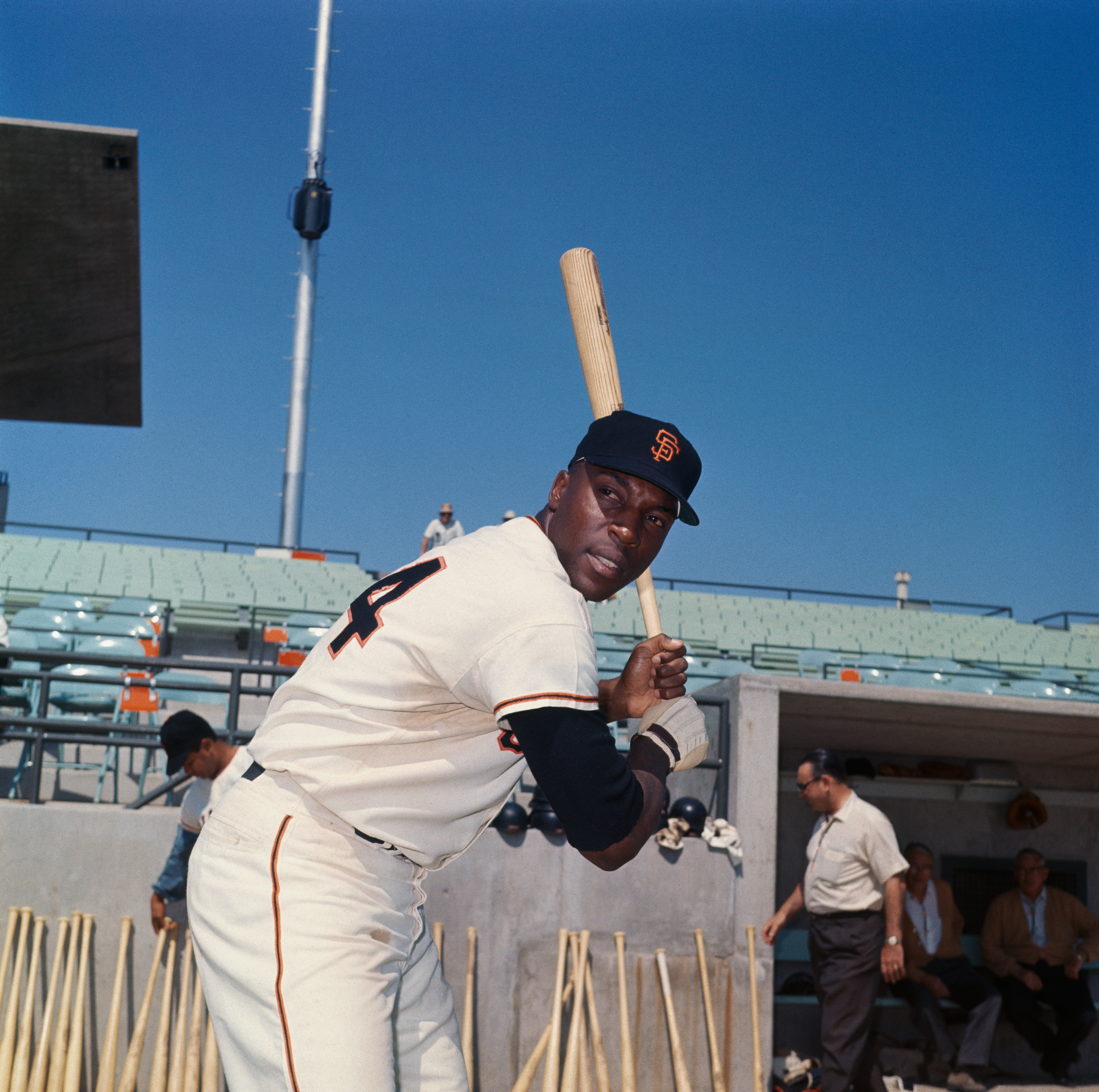 Willie McCovey Holding a Baseball Bat