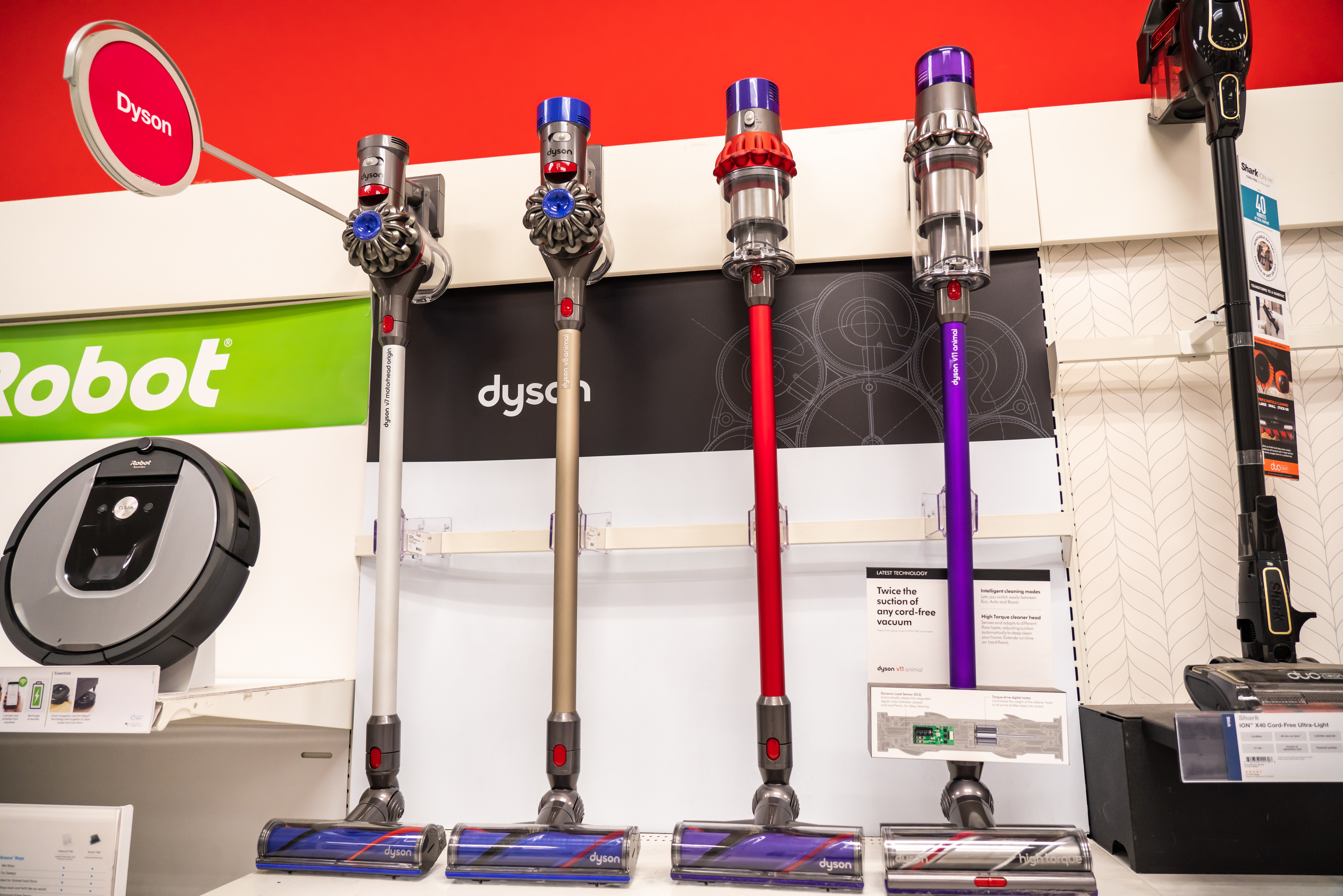 Dyson vacuum cleaners seen in a Target superstore...