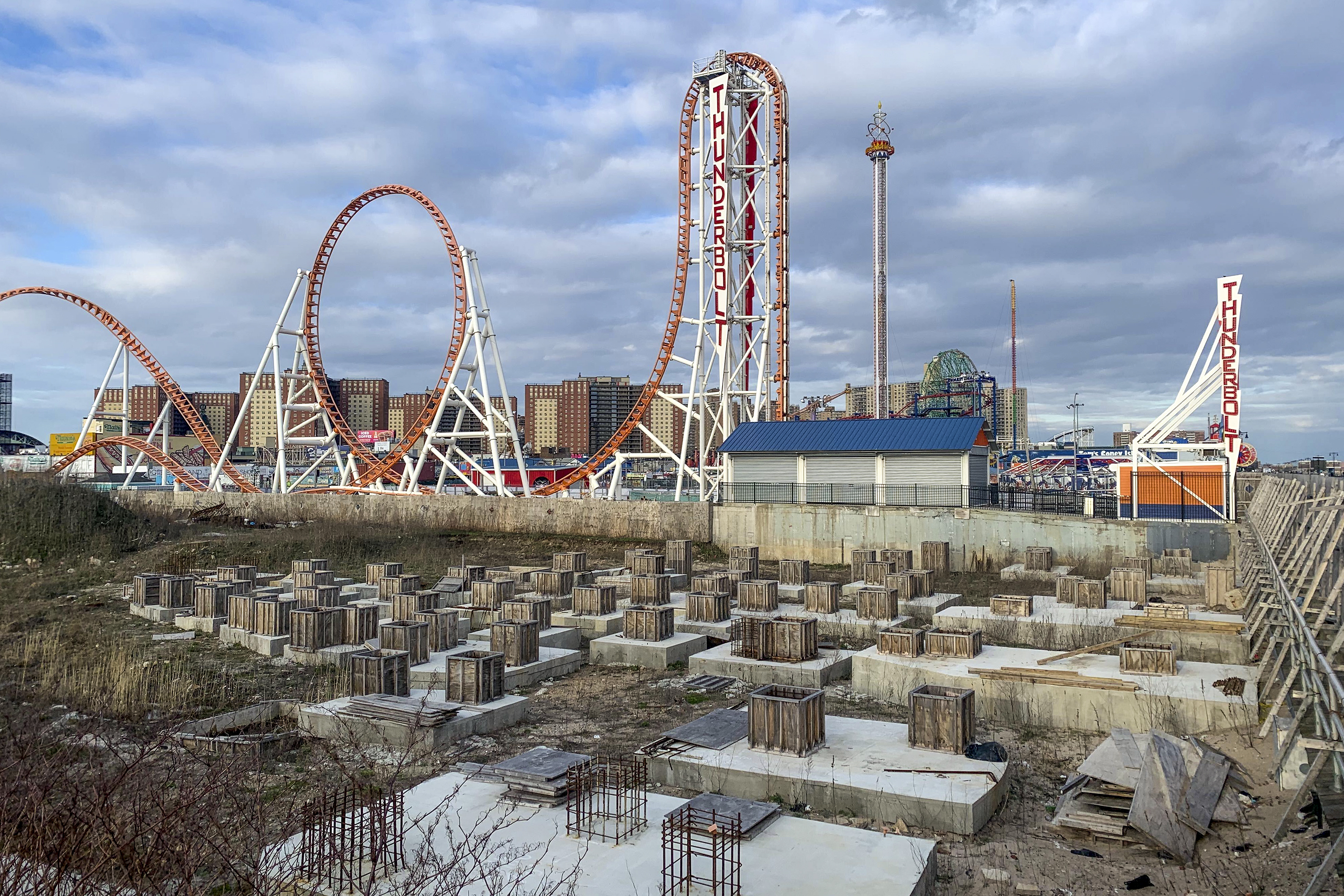 The site of the Coney Island amusement district expansion, next to the Thunderbolt ride.