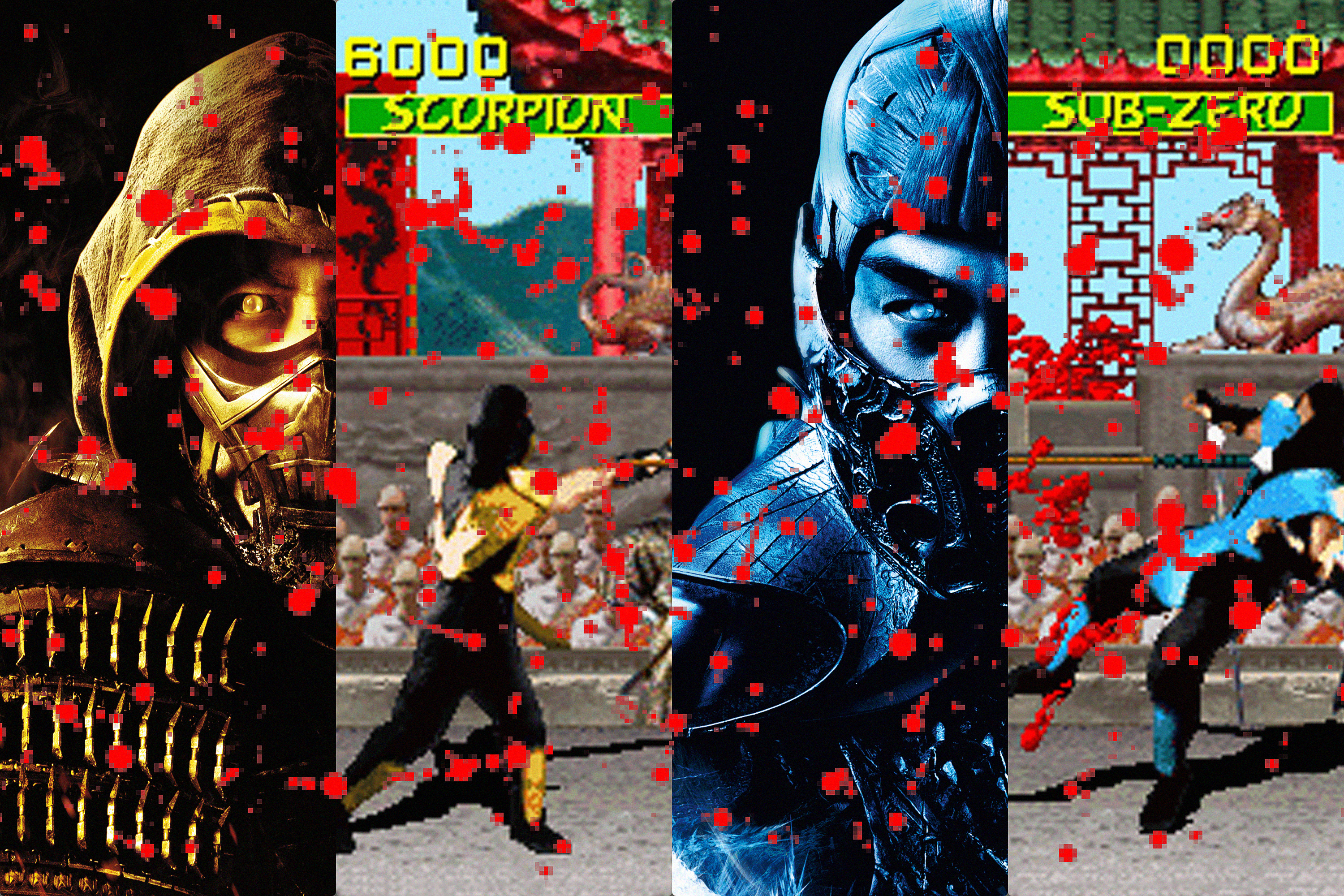 Graphic with images of the Scorpion and Sub-Zero characters from both the Mortal Kombat movie and the game.