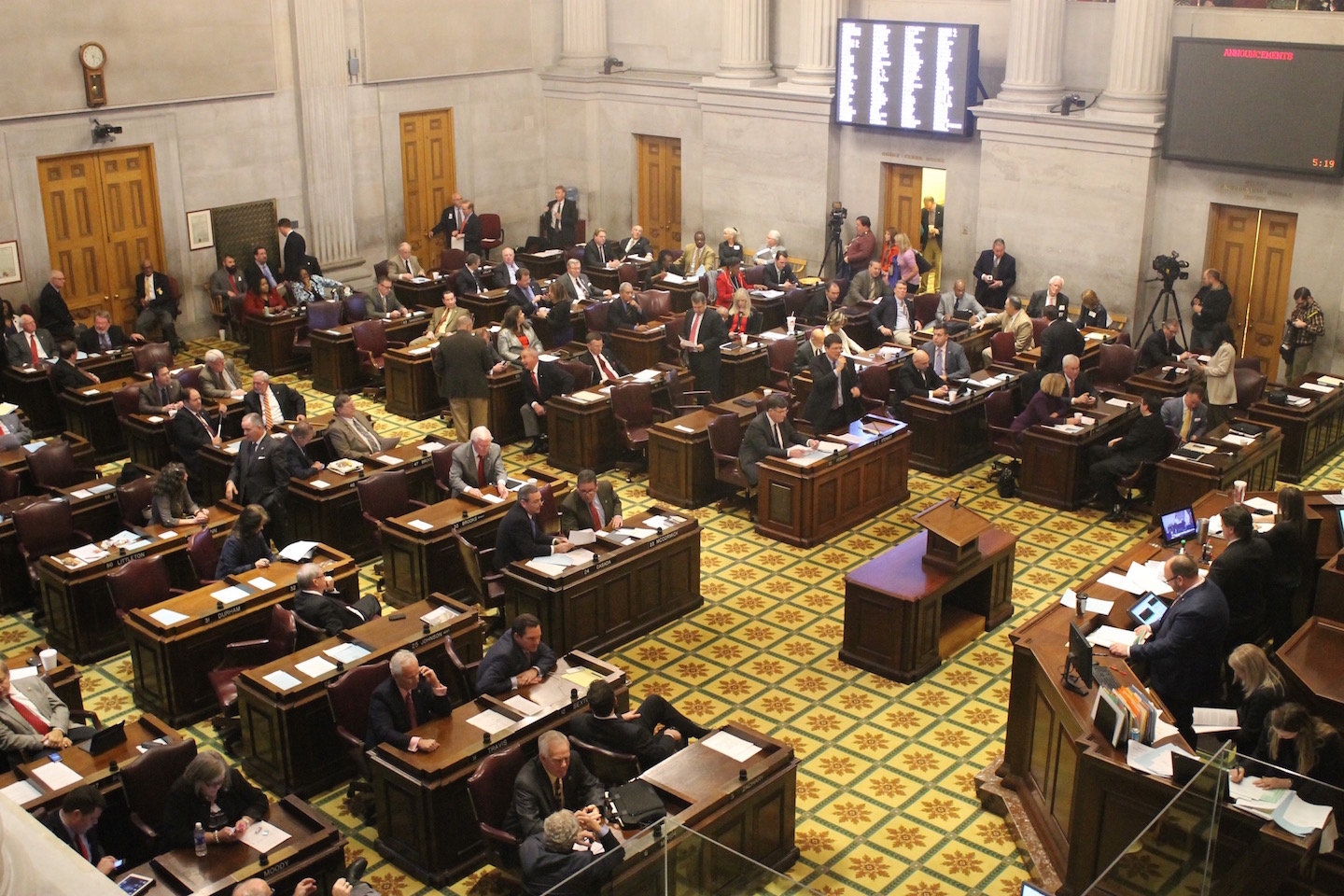 The chambers for the Tennessee House of Representatives anchors the state Capitol in Nashville.