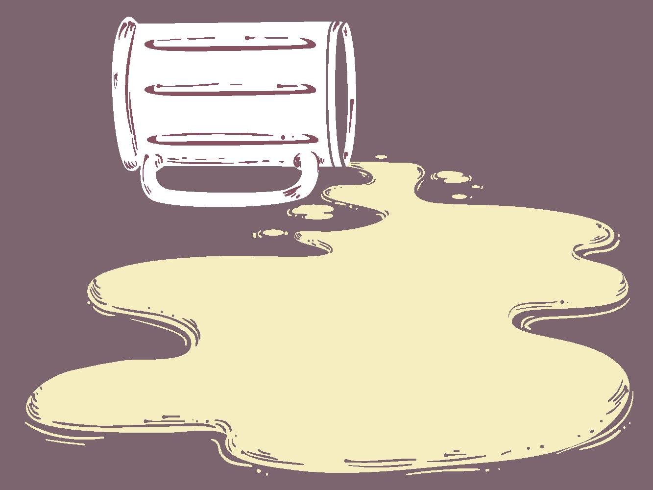 An illustration of a spilled beer mug