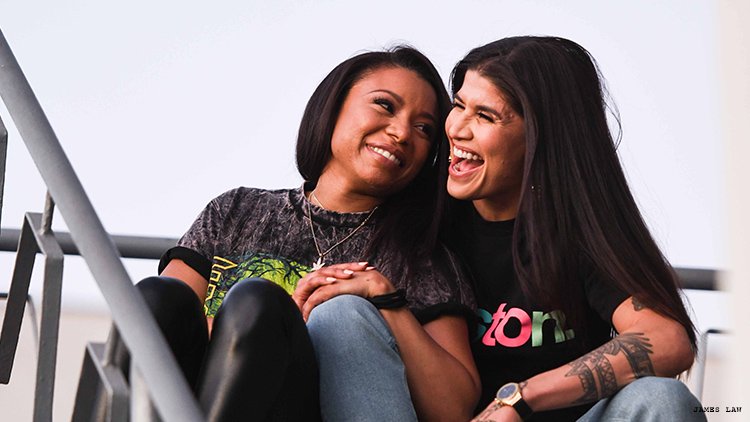Jessica Aguilar and Shalita Grant&nbsp;pose for photographer James Law