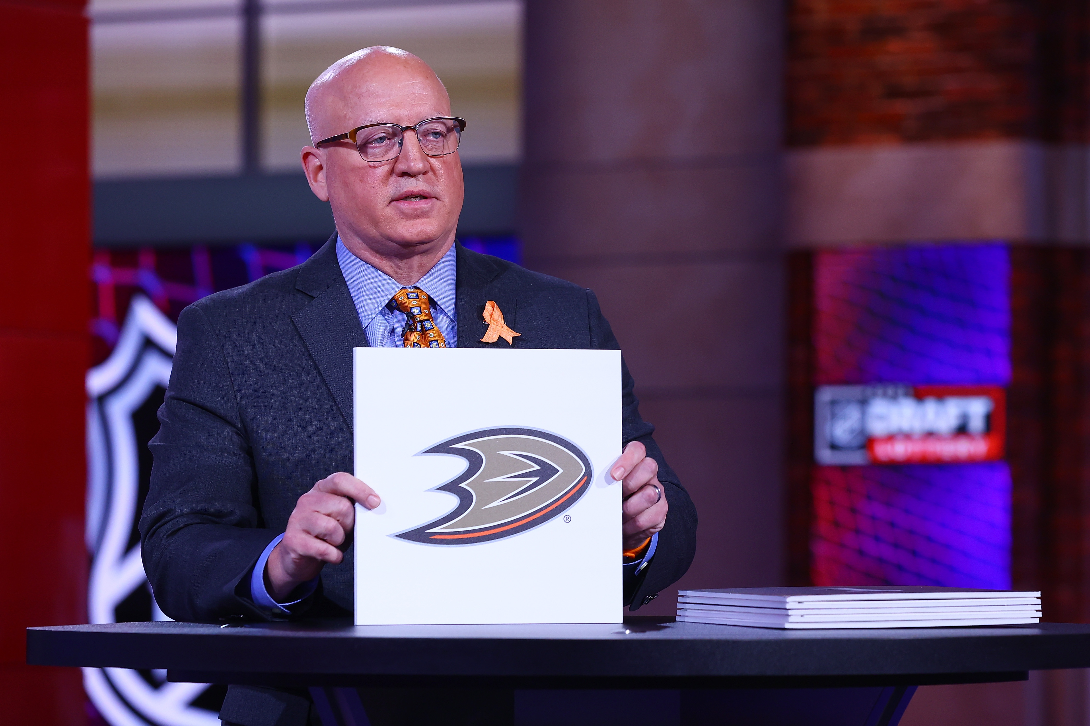 National Hockey League Deputy Commissioner Bill Daly announces the Anaheim Ducks #3 overall draft position during the 2021 NHL Draft Lottery on June 02, 2021 at the NHL Network’s studio in Secaucus, New Jersey.