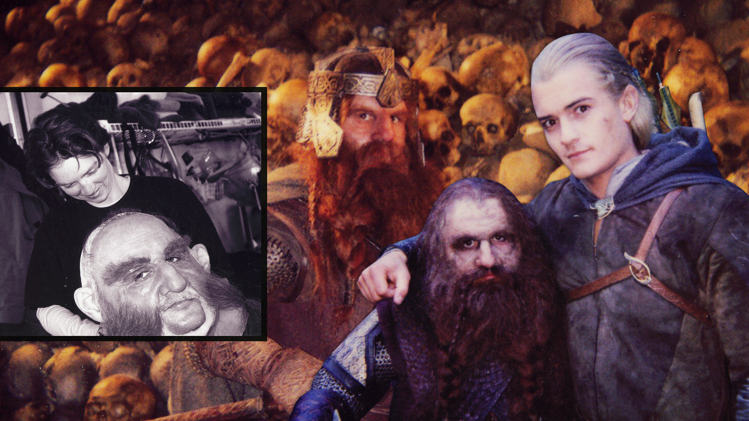 A collection of images of Gimli the Dwarf’s stunt double in The Lord of the Rings movies