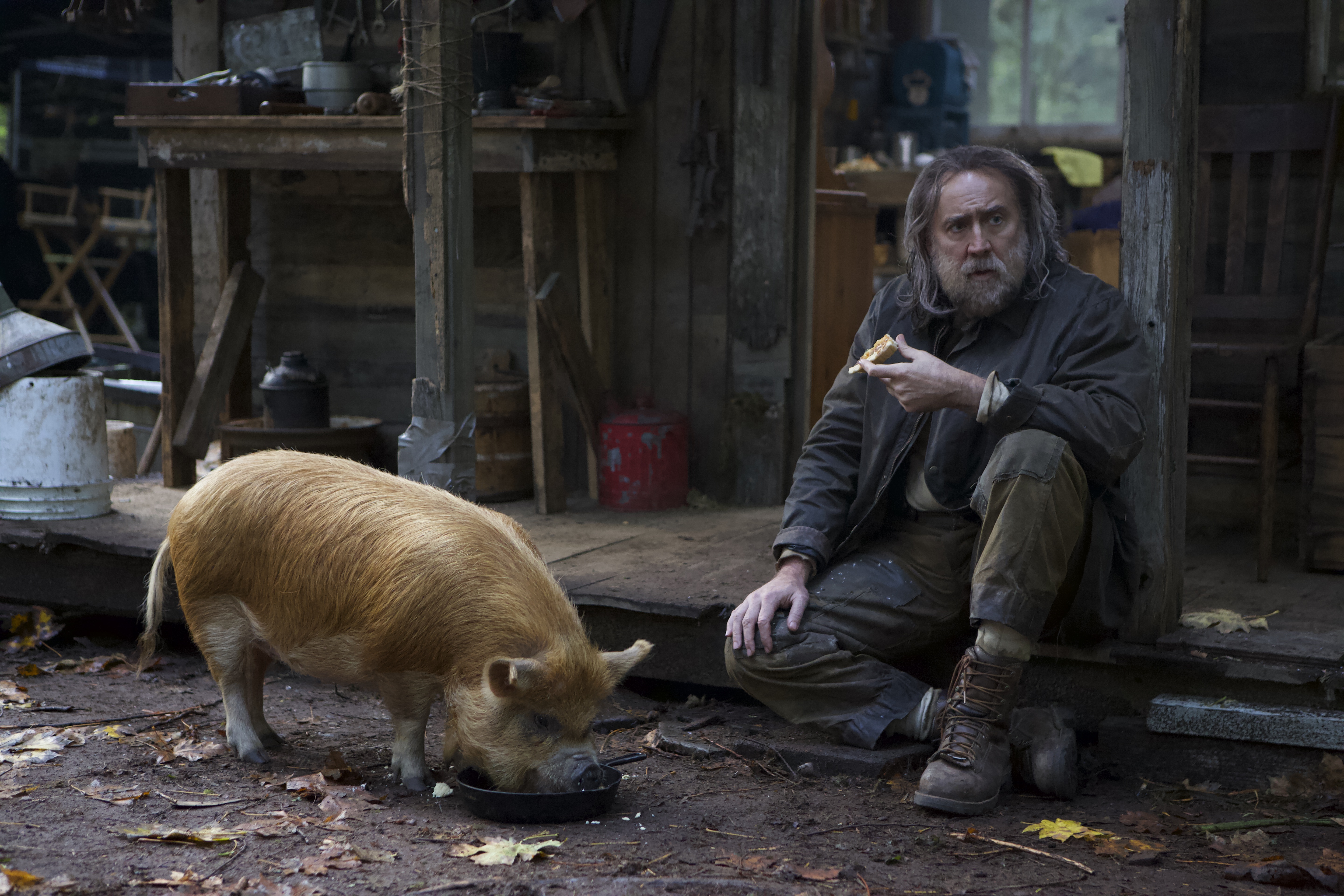 Nicolas Cage and a pig.