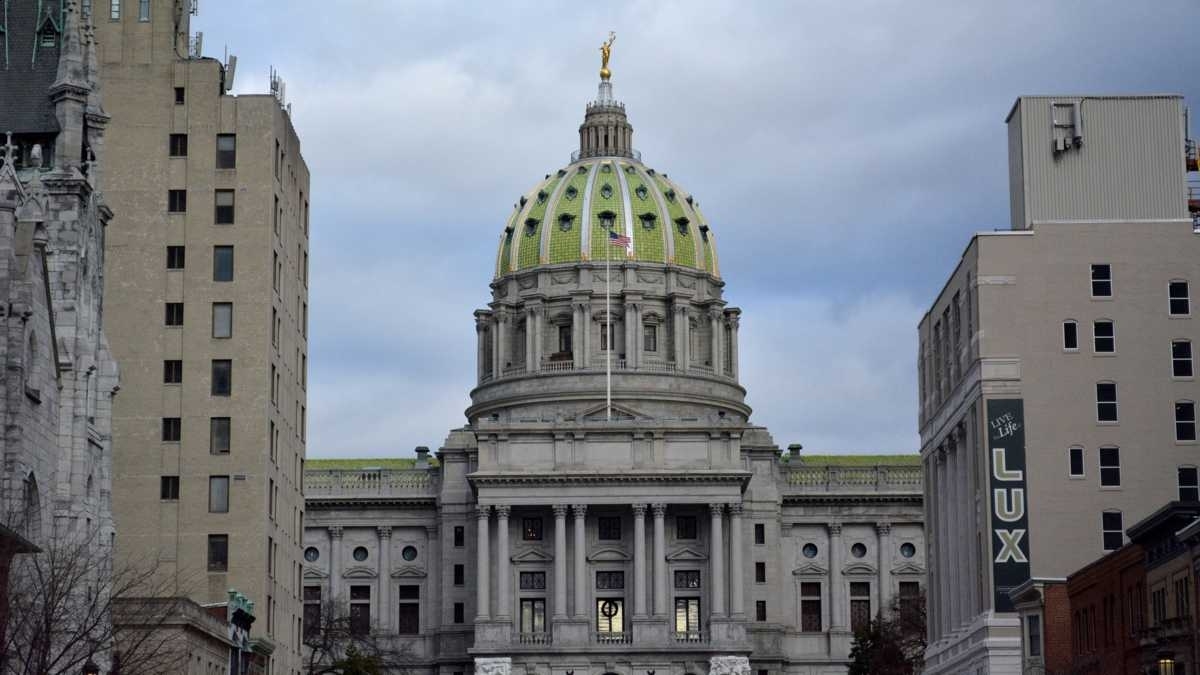 Shown is the state capitol building in Harrisburg.