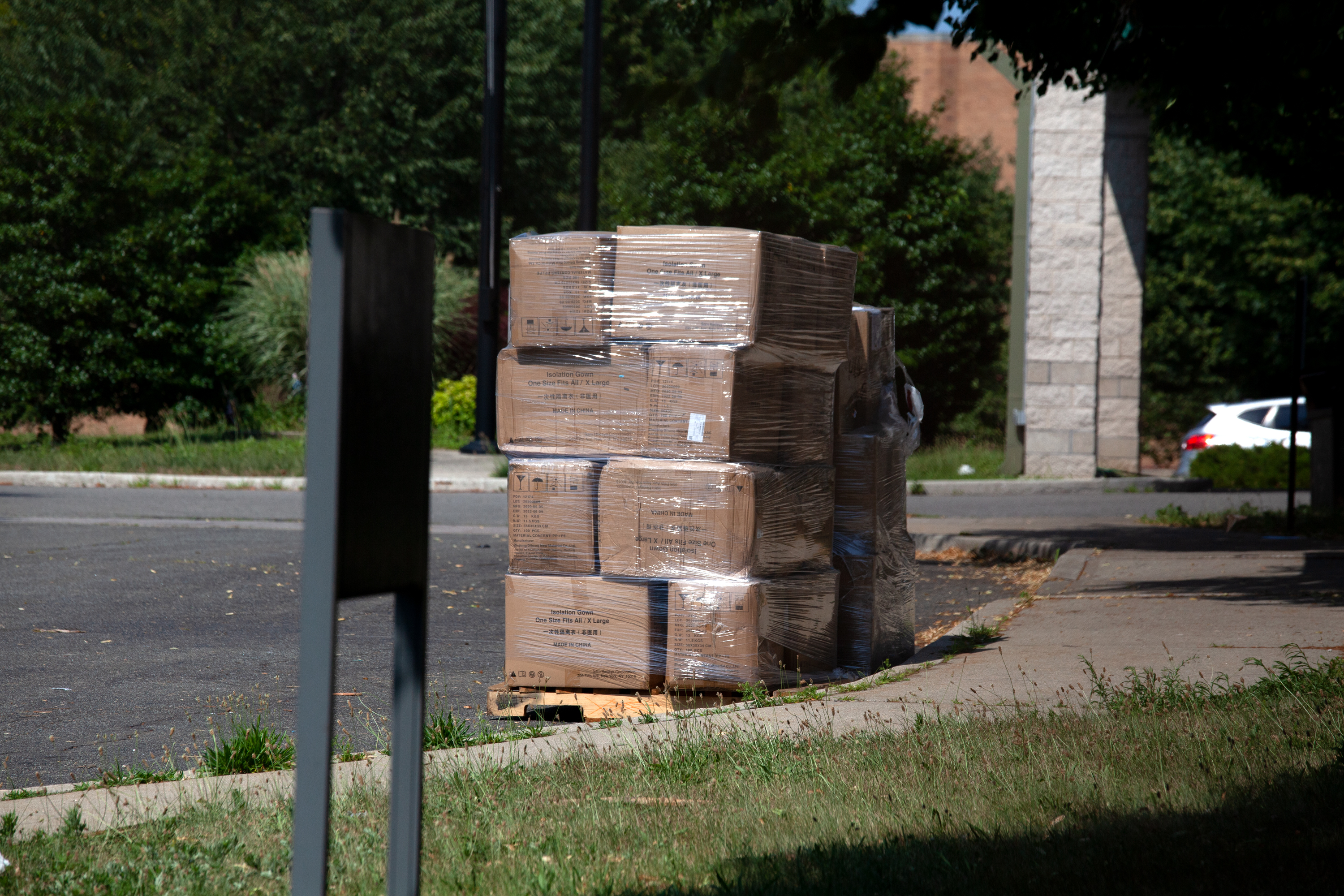 Boxes of protective equipment appeared to still be sitting outside a state-run nursing home for veterans in St. Albans, Queens on Tuesday, June 29, 2021.