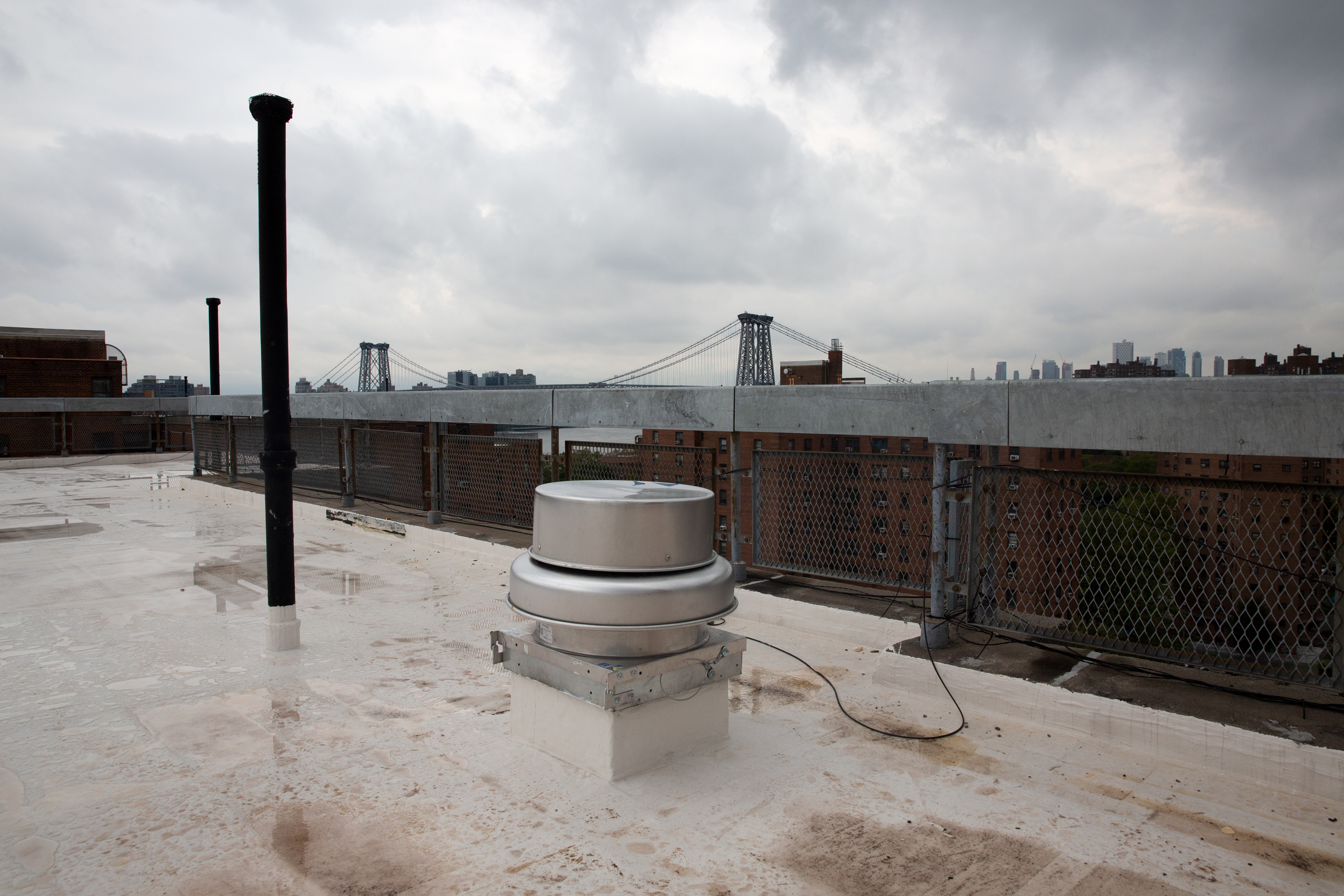 NYCHA installed a ventilation fan on the roof of a Wald Houses building, Aug. 19, 2020.
