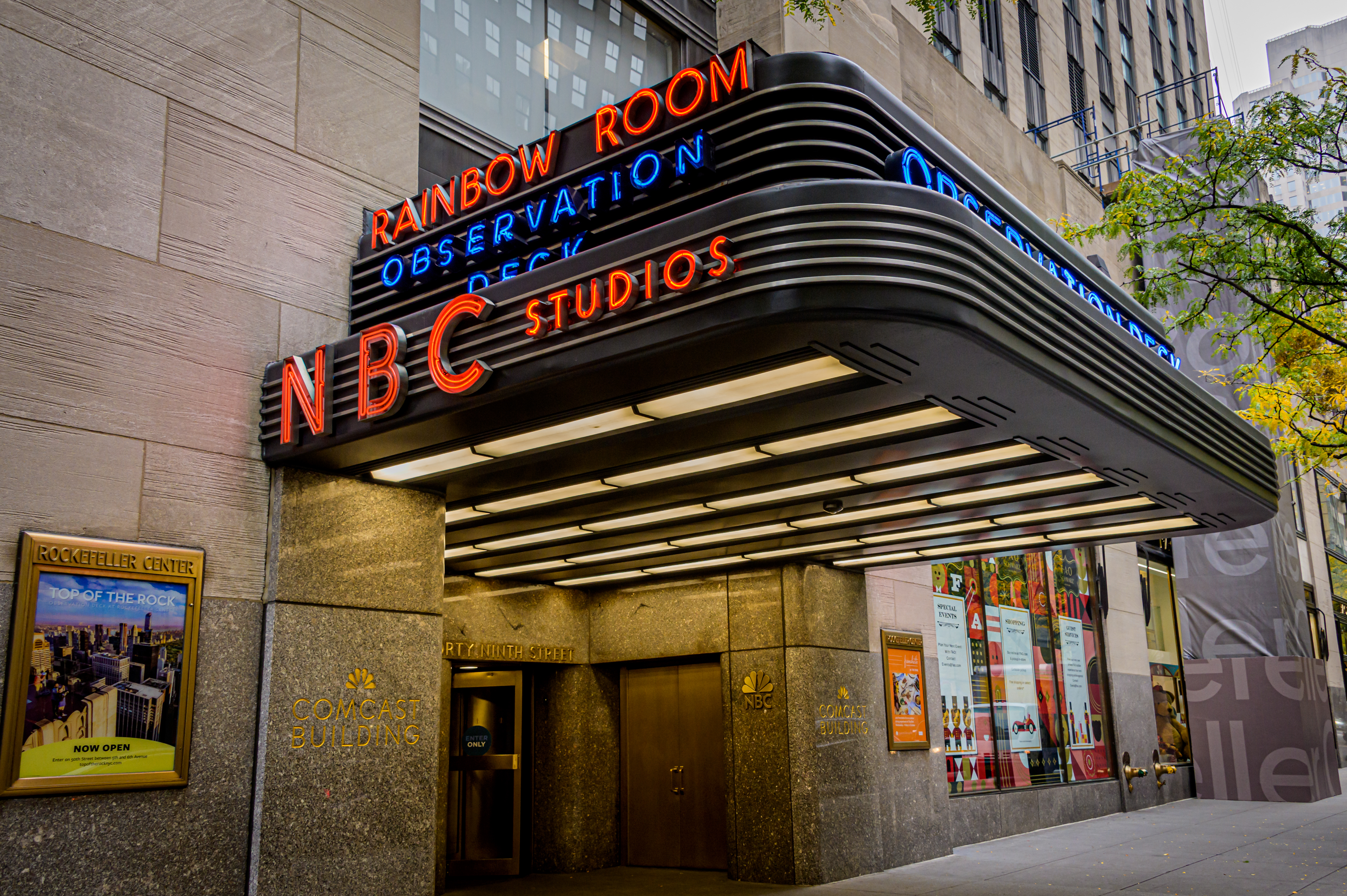 Main entrance to NBC Studion / Comcast Building headqiarters...