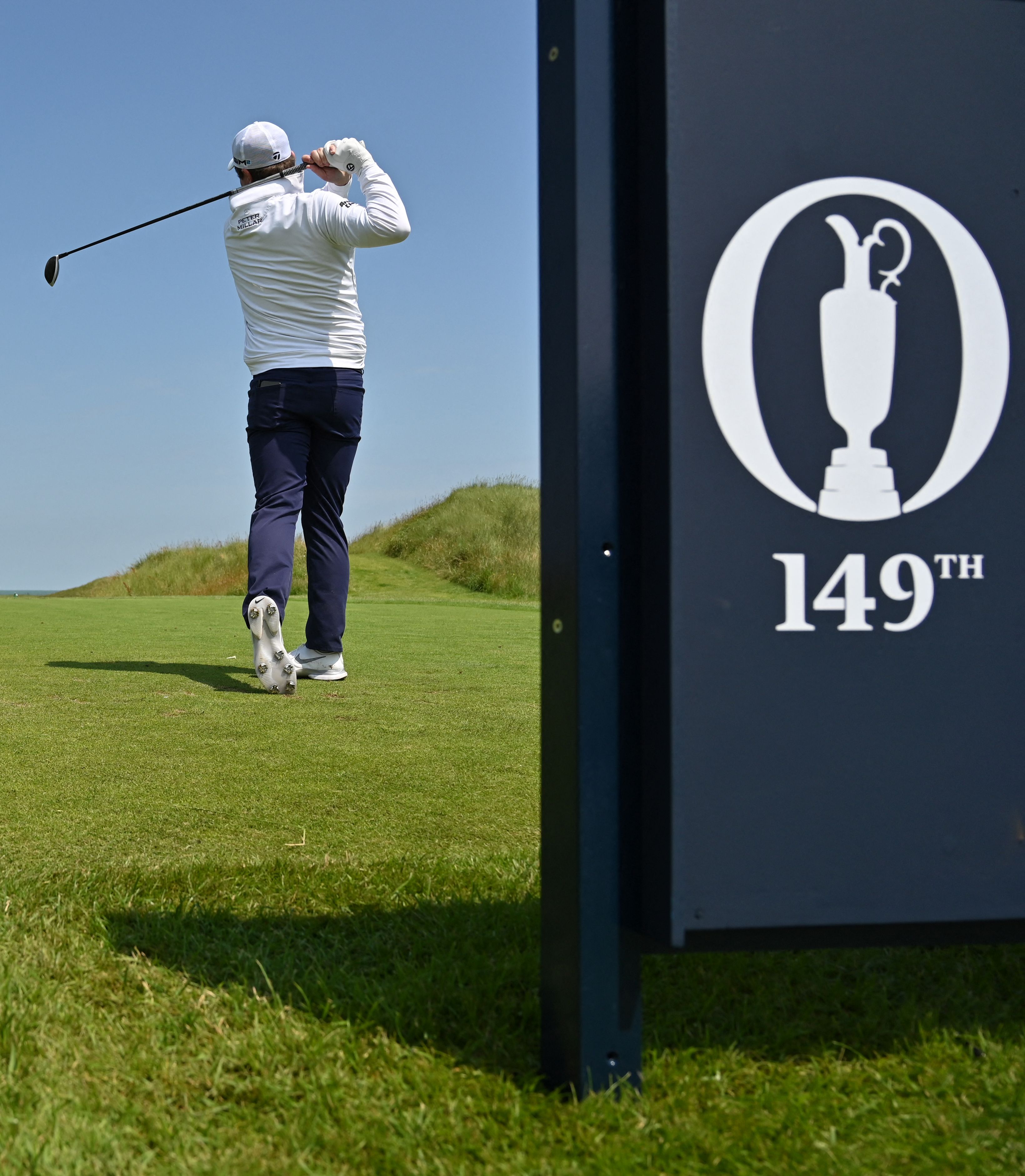 Scotland’s Robert MacIntyre plays from the 5th tee during a practice round for The 149th British Open Golf Championship at Royal St George’s, Sandwich in south-east England on July 13, 2021.