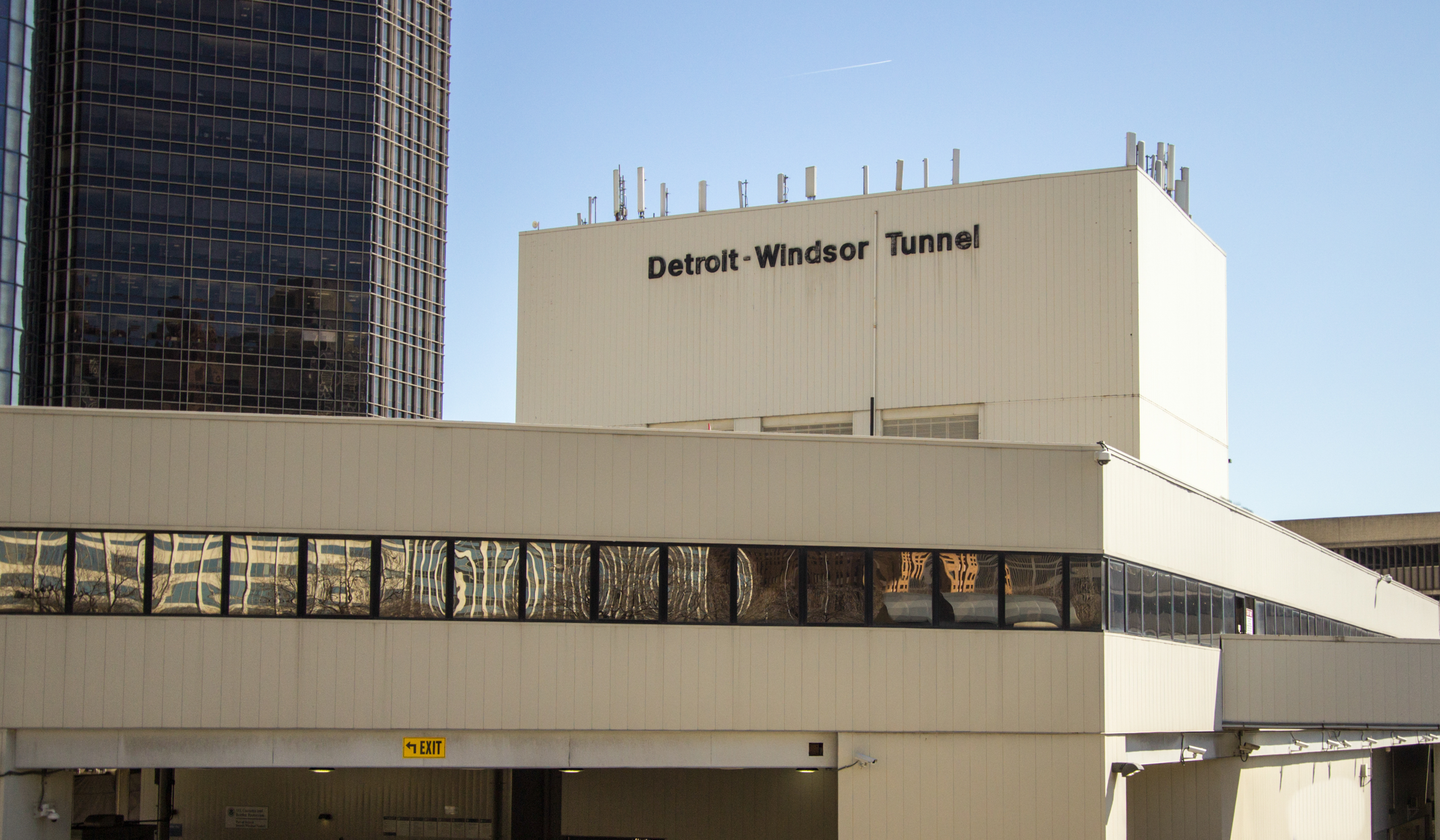 A photo of the exterior of the Detroit Windsor Tunnel