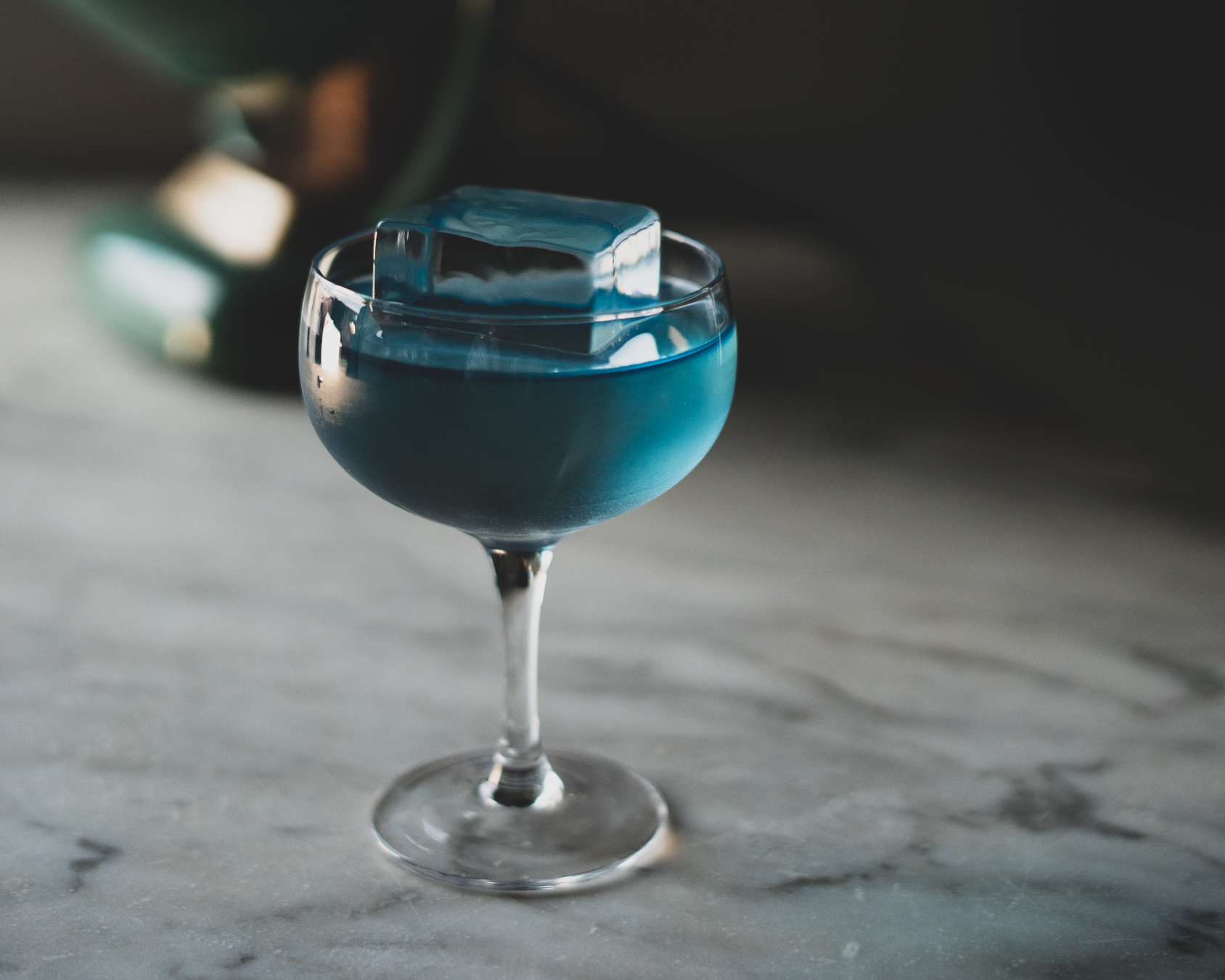 glass of blue drink