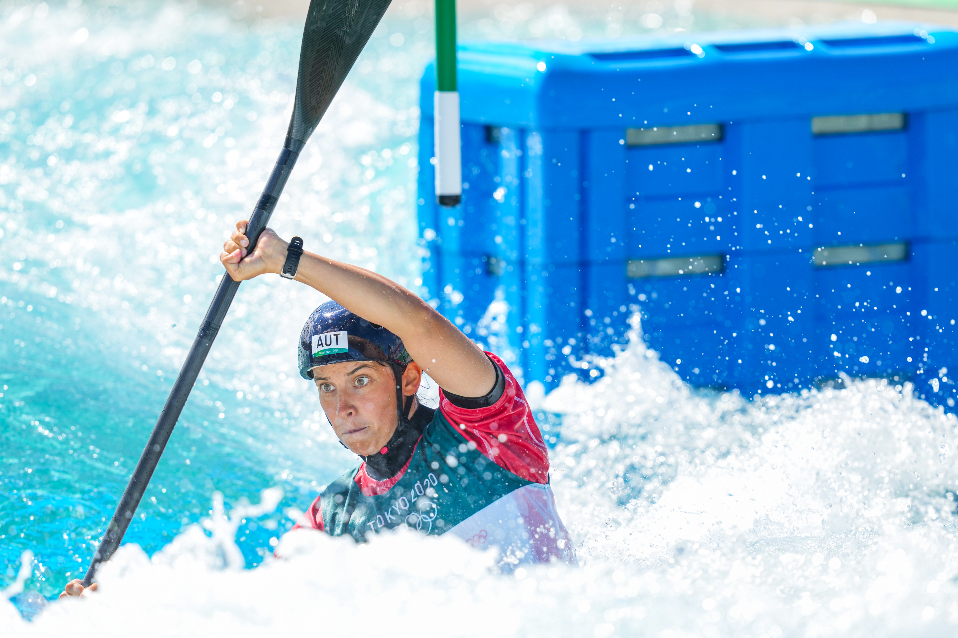 Viktoria Wolffhardt of Team Austria competes on Women’s Kayak Semi-final during the Tokyo 2020 Olympic Games at the Kasai Canoe Slalom Centre on July 27, 2021 in Tokyo, Japan