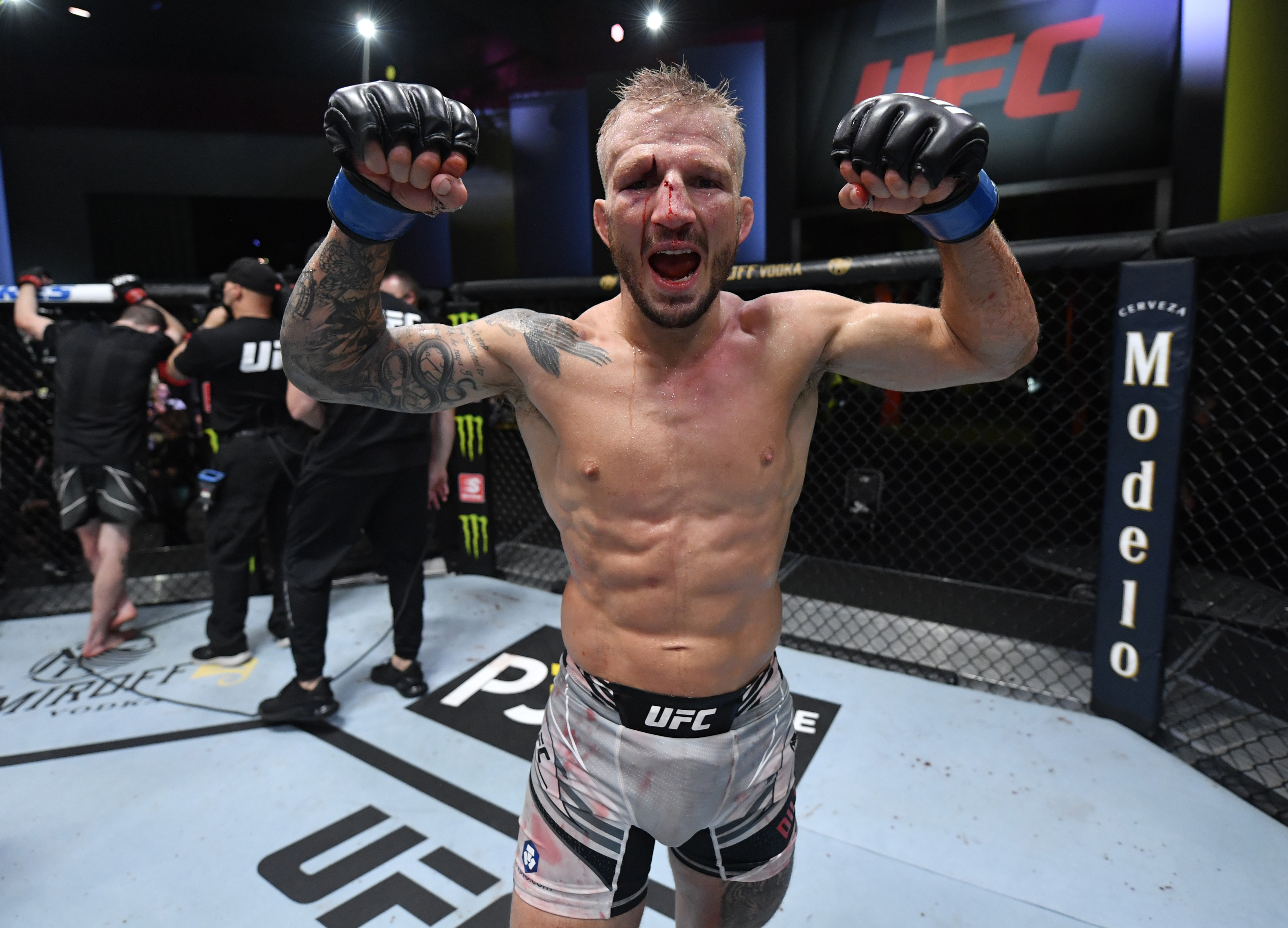 T.J. Dillashaw after his fight with Cory Sandhagen at UFC Vegas 32 in July. 