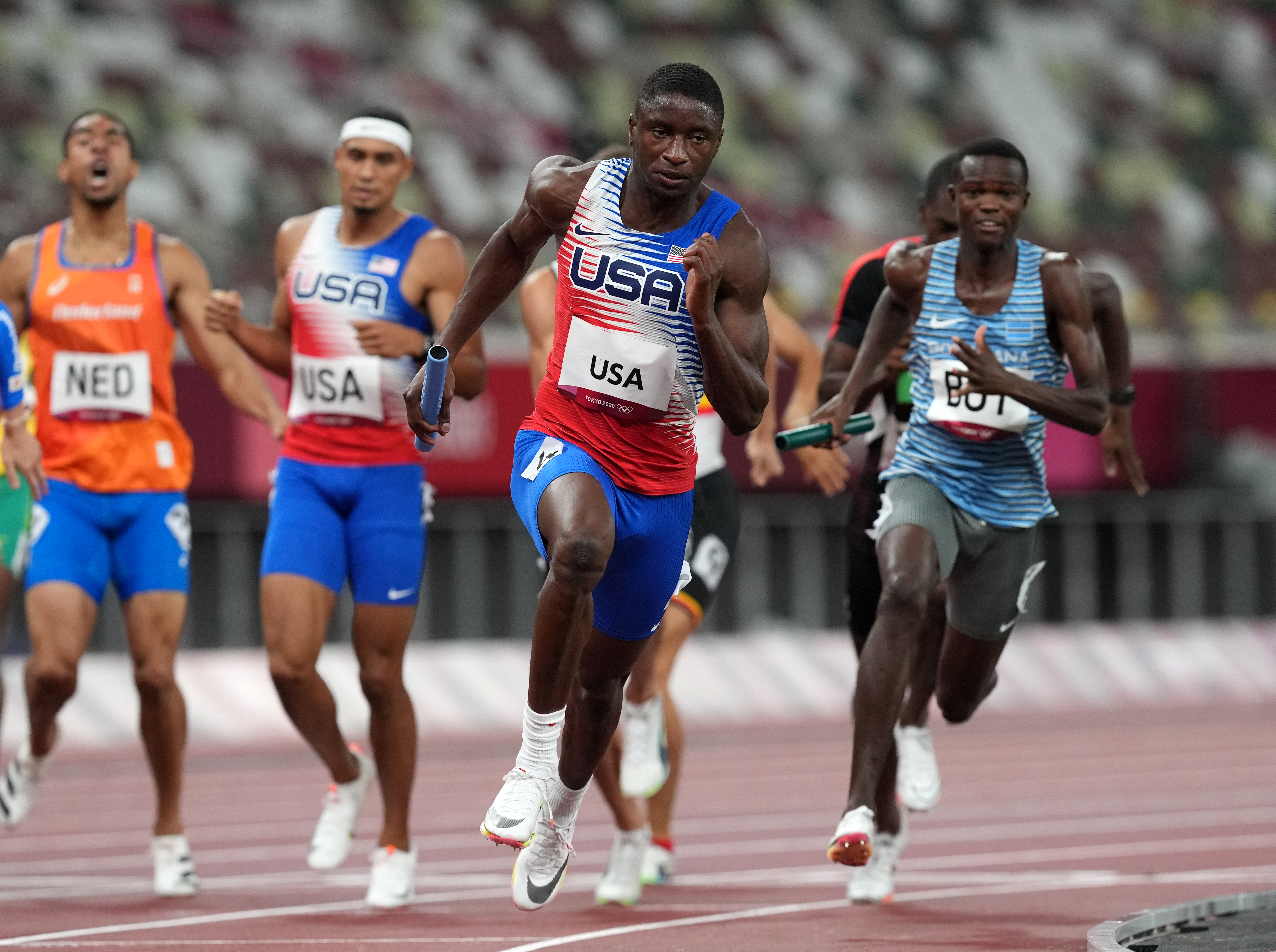 USA’s Bryce Deadmon during the Men’s 4 x 400m Relay at the Olympic Stadium on the fifteenth day of the Tokyo 2020 Olympic Games in Japan.