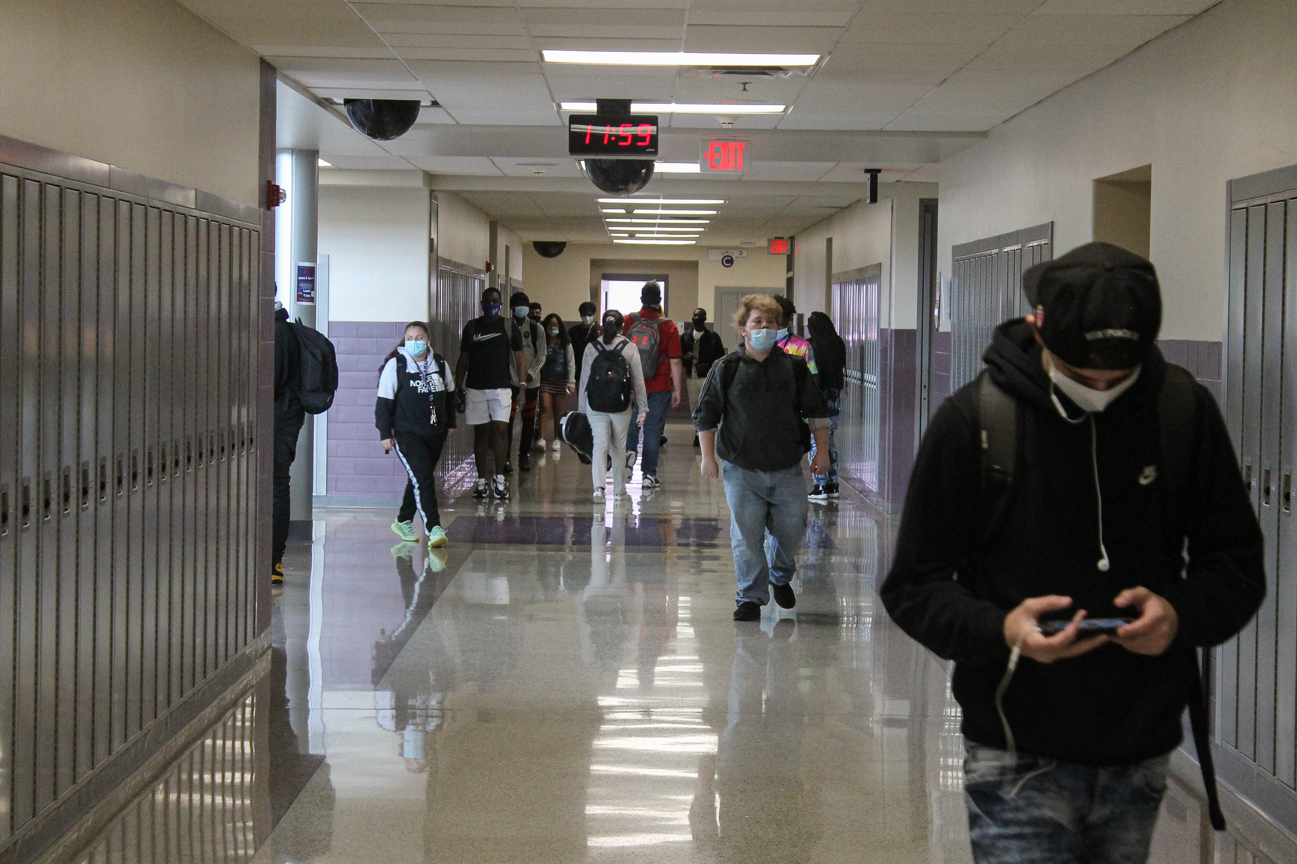 Scenes from Ben Davis High School in Indianapolis, Ind. on Friday, April 9, 2021. This was the first week back full-time since the beginning of the pandemic for Wayne Township Schools.
