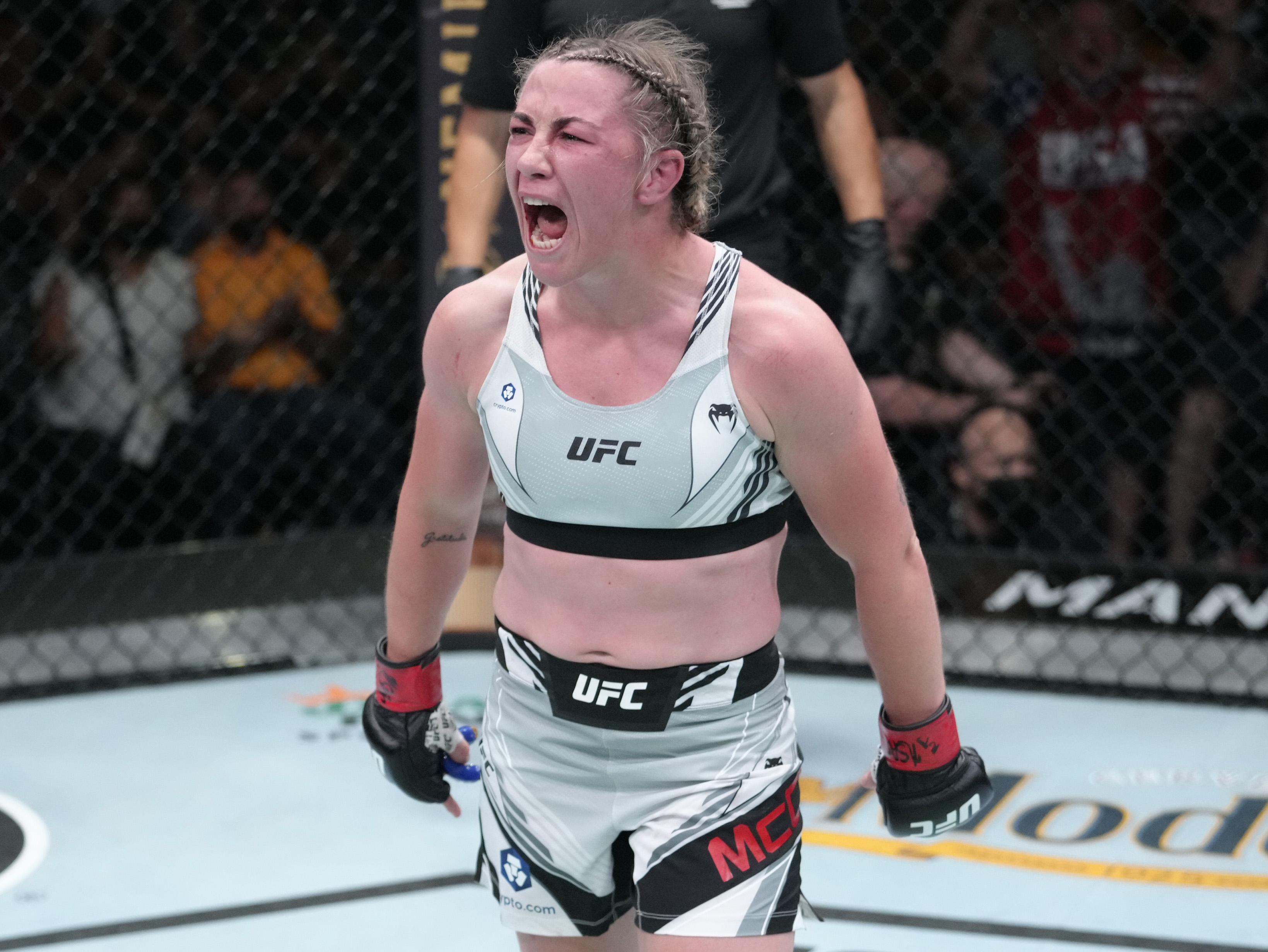 Molly McCann after her fight with Ji Yeon Kim at UFC Vegas 36.