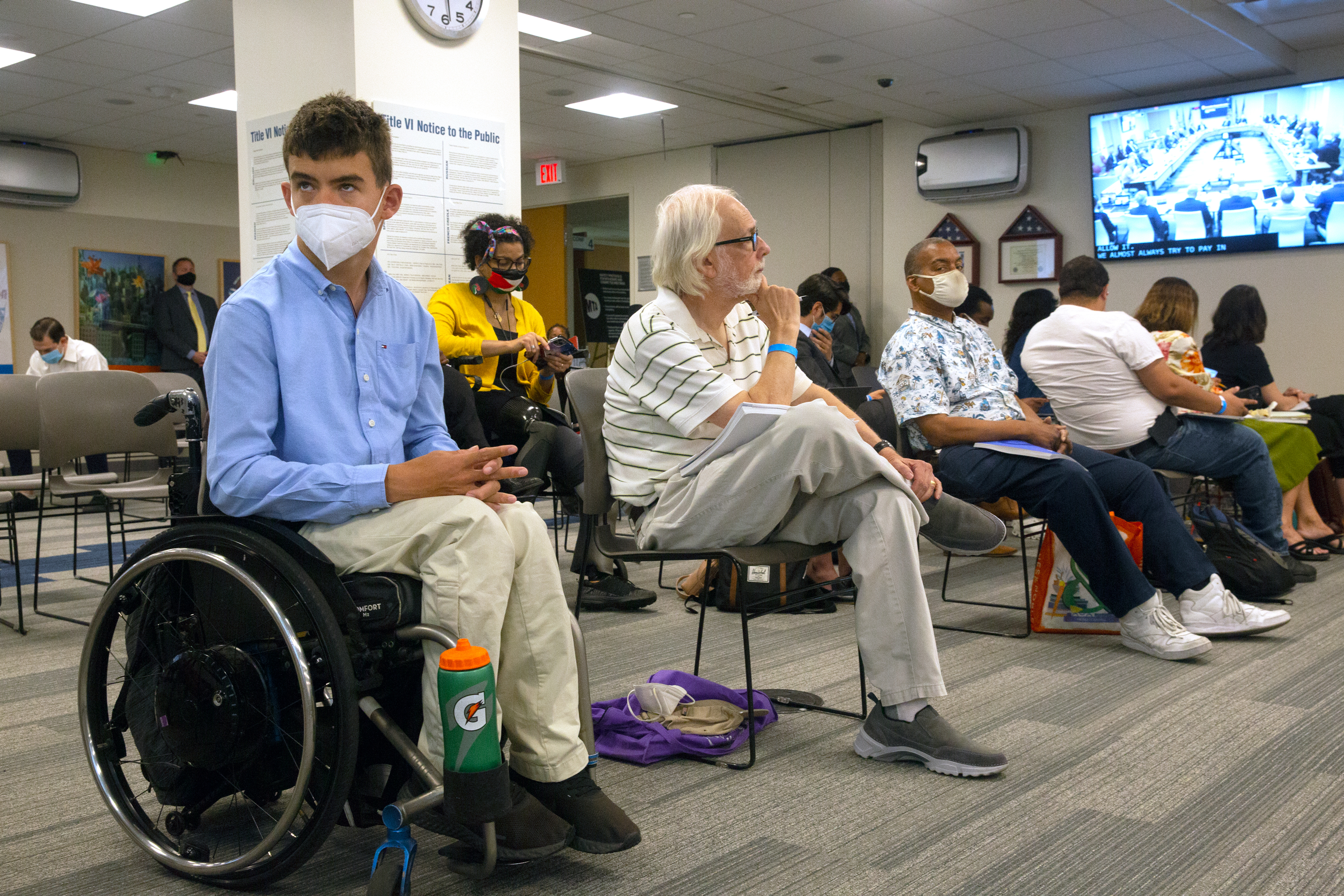 The first in-person full MTA board meeting of the pandemic, held in Lower Manhattan on July 21, 2021.