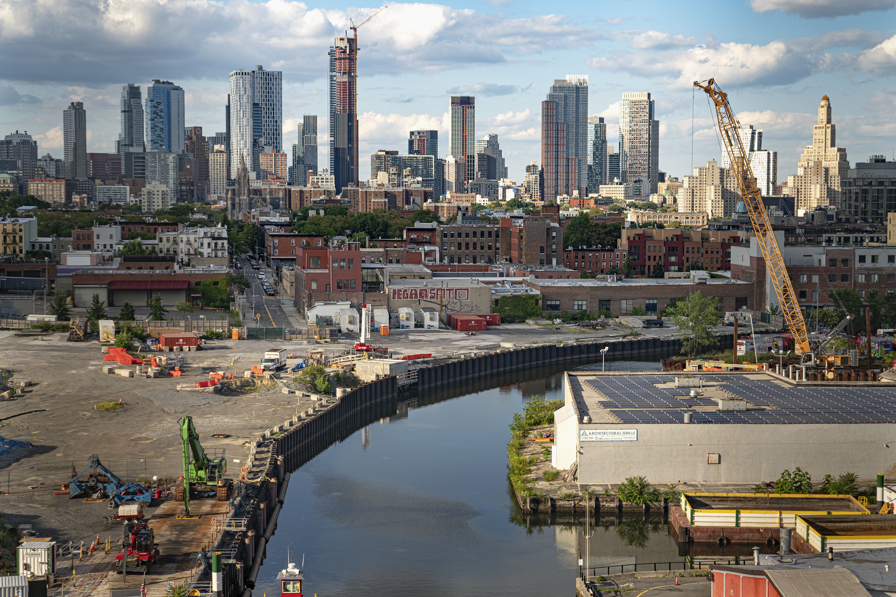 A view of the Gowanus Canal and the new skyline seen from the Smith and Ninth Street subway station, August 02, 2021.