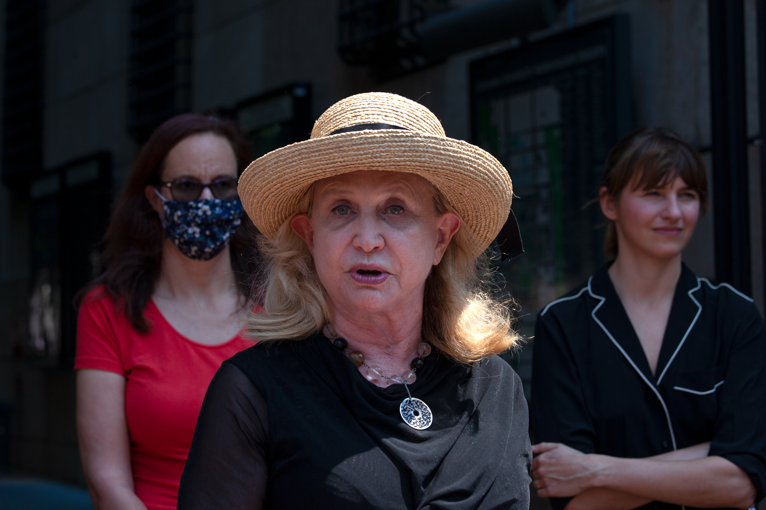 Congressional Rep. Carolyn Maloney (D-Manhattan) advocates for the Adult Survivors Act during a press conference outside Columbia University, May 26, 2021.
