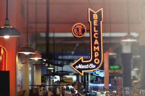 Belcampo Meat Co, sign at Grand Central Market