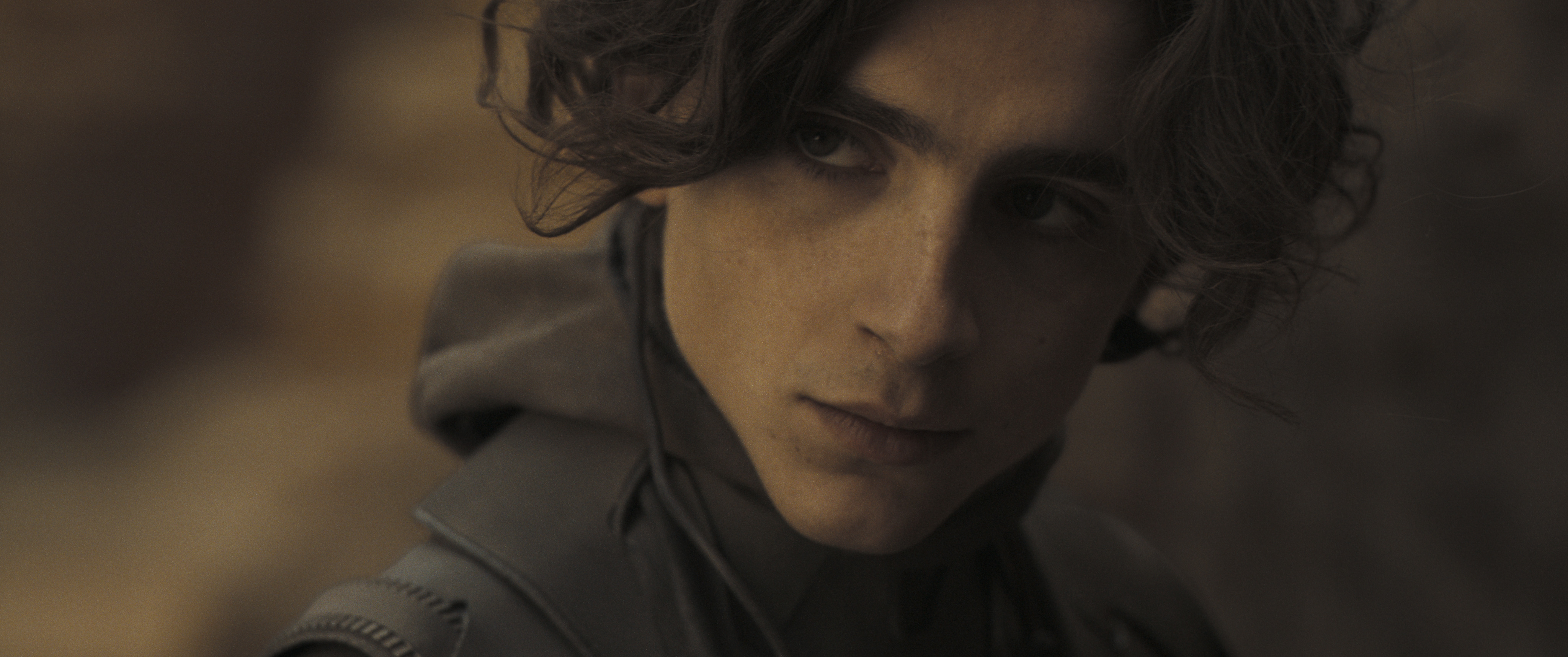 Timothée Chalamet as Paul Atreides, seen in extreme close-up in Dune