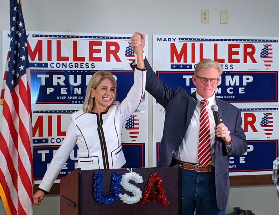 Then Republican congressional candidate Mary Miller with husband, state Rep. Chris Miller in November.