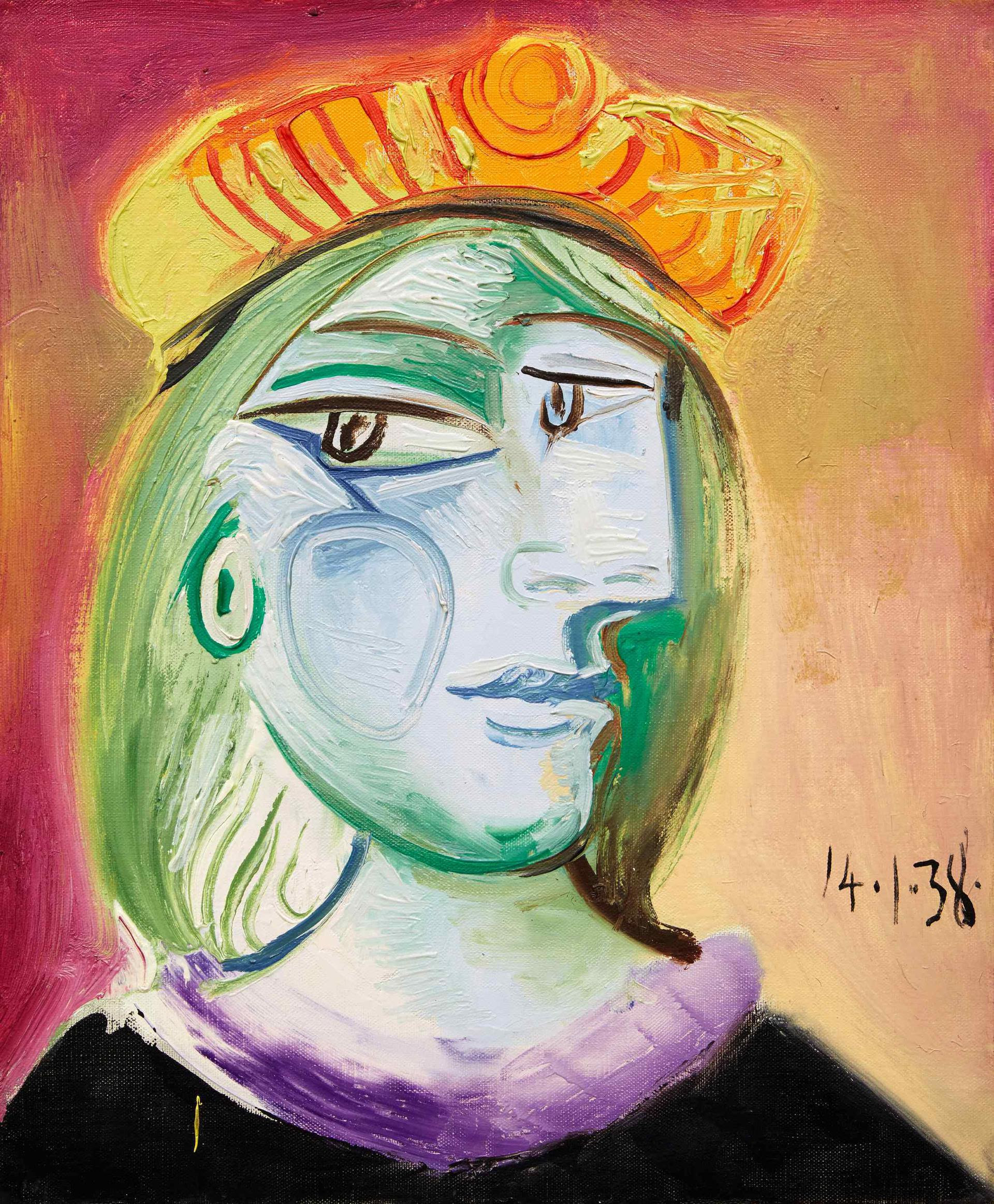 Picasso’s&nbsp;Femme au béret rouge-orange