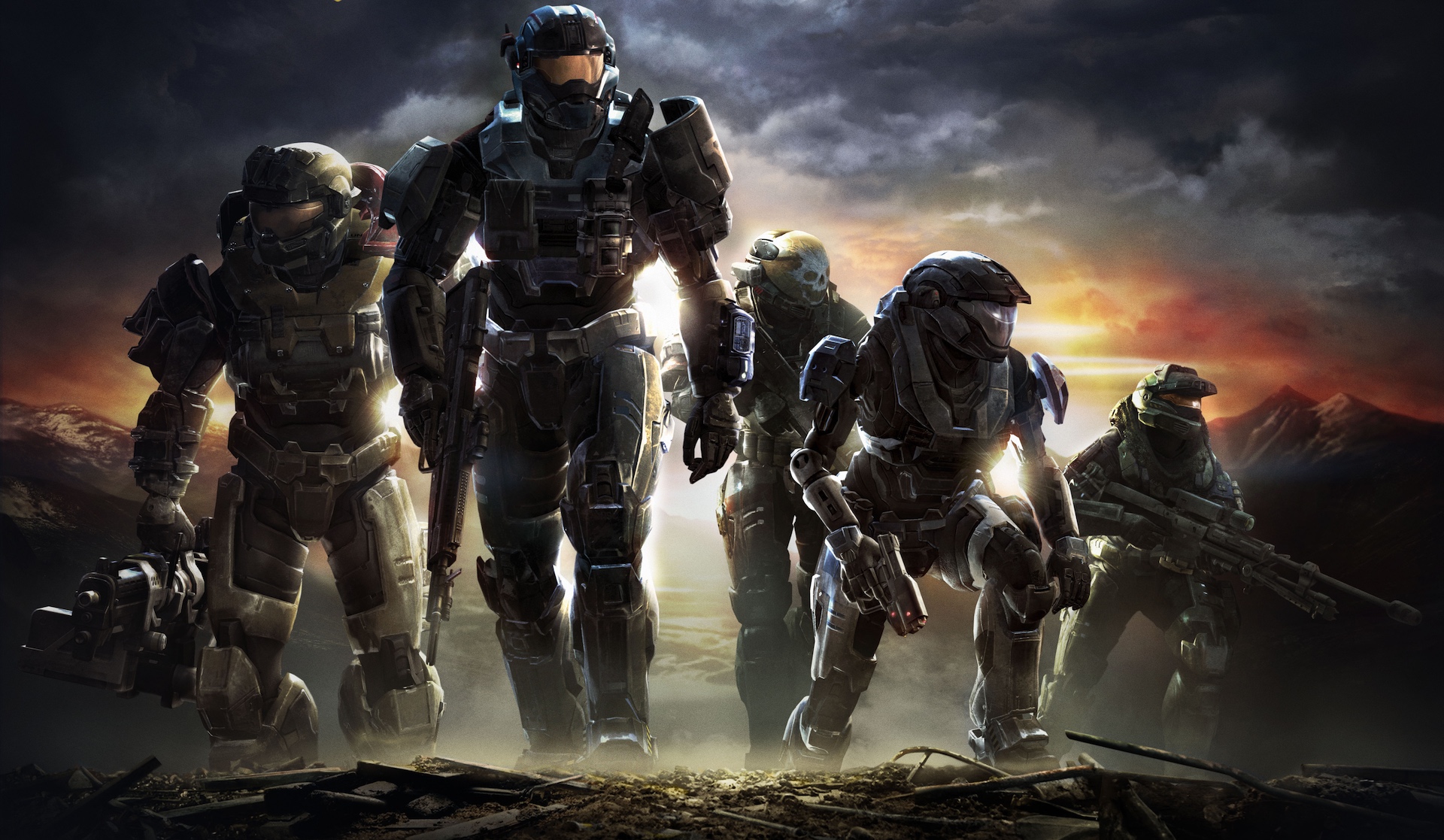Artwork of Halo: Reach featuring four Spartans