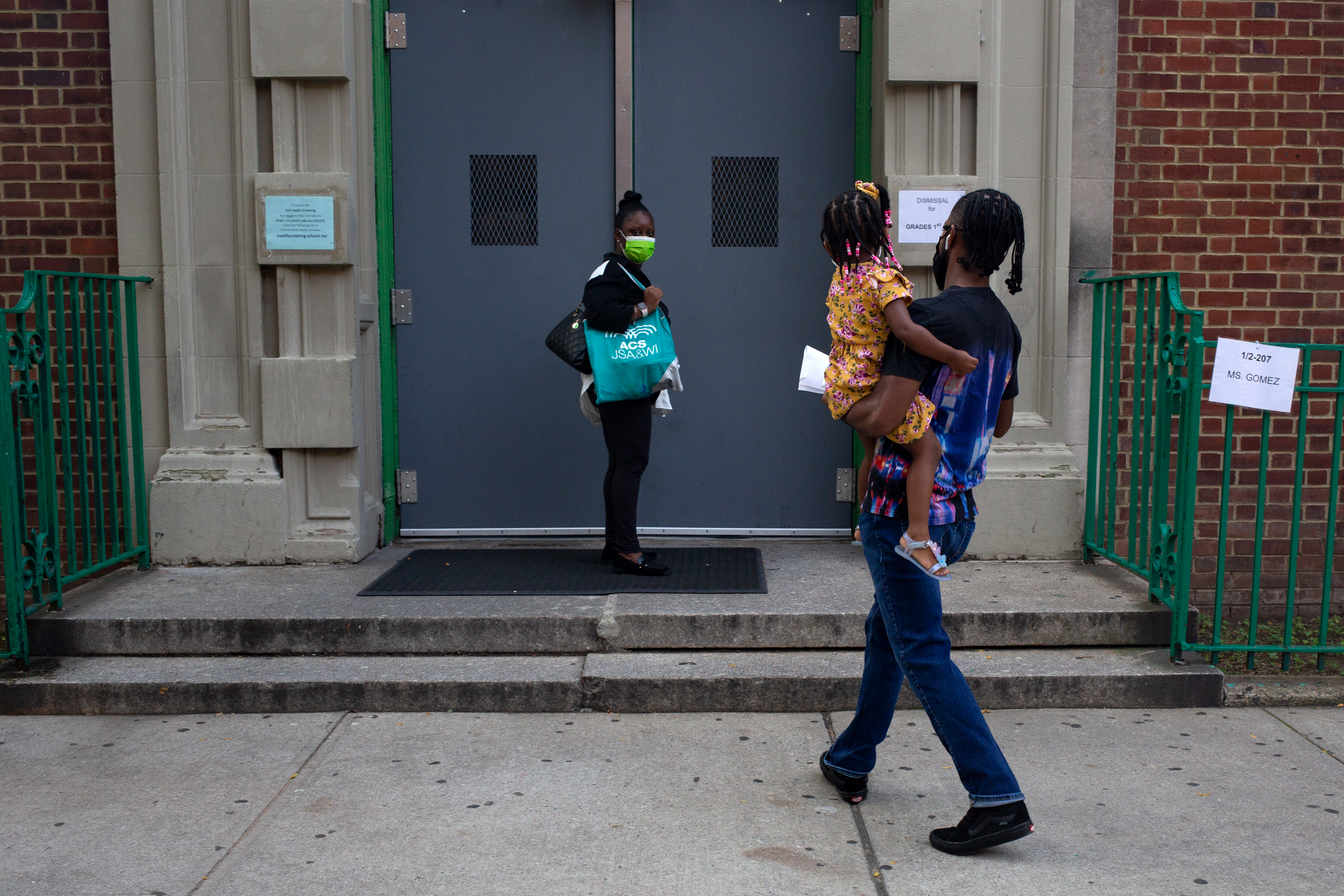 Children return to in-class learning at the Bedford Village School in Bed-Stuy, Brooklyn, Sept. 13, 2021.
