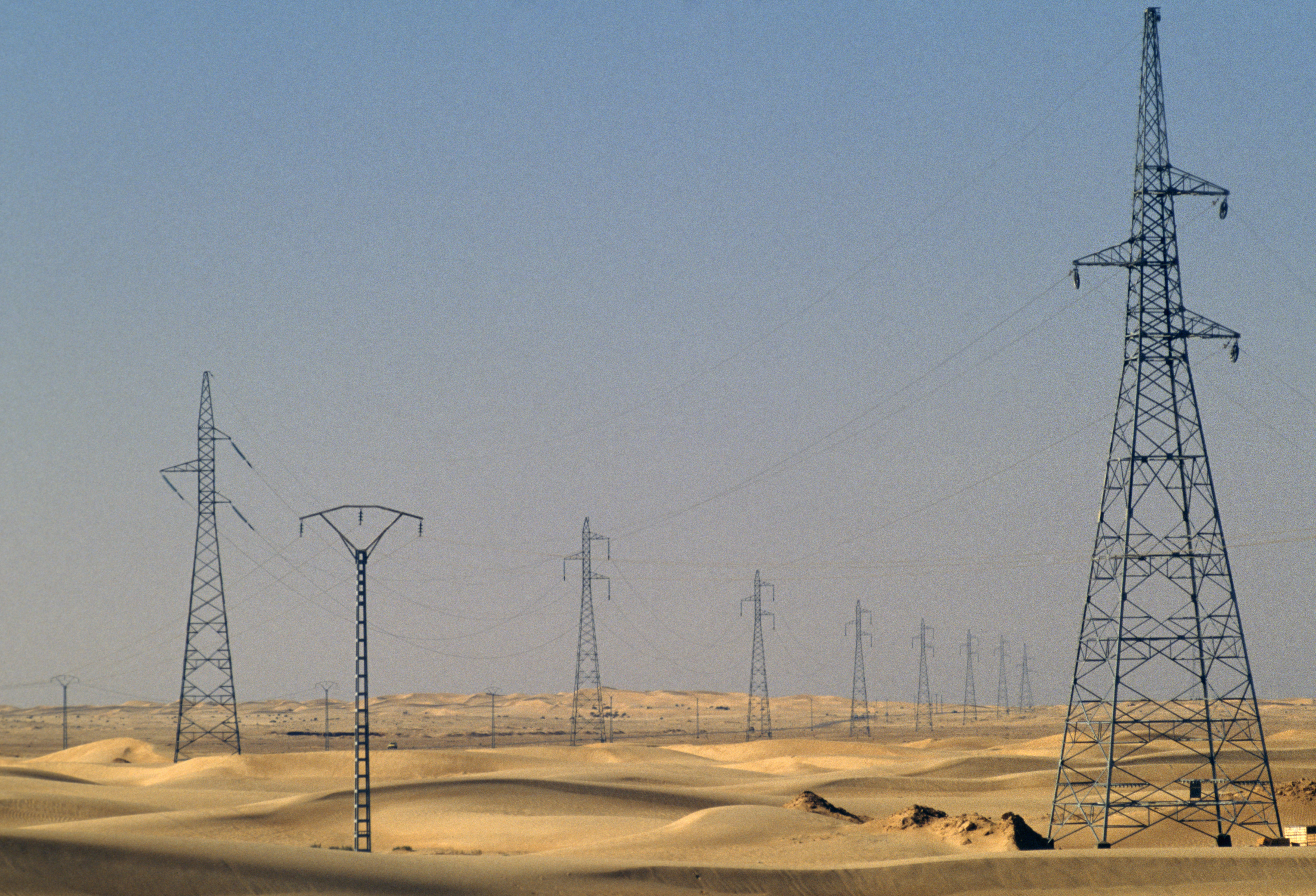 Pylons near El Oued, Sahara Desert...