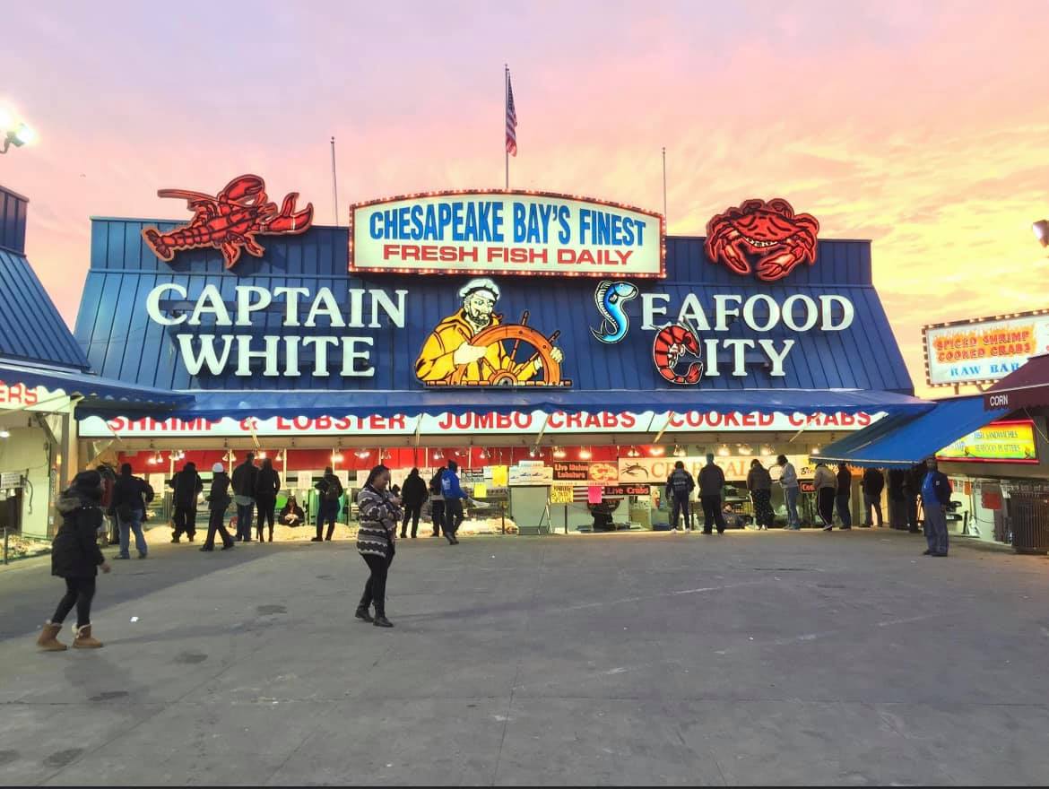 The exterior of seafood hub Captain White’s in Dc’s Wharf