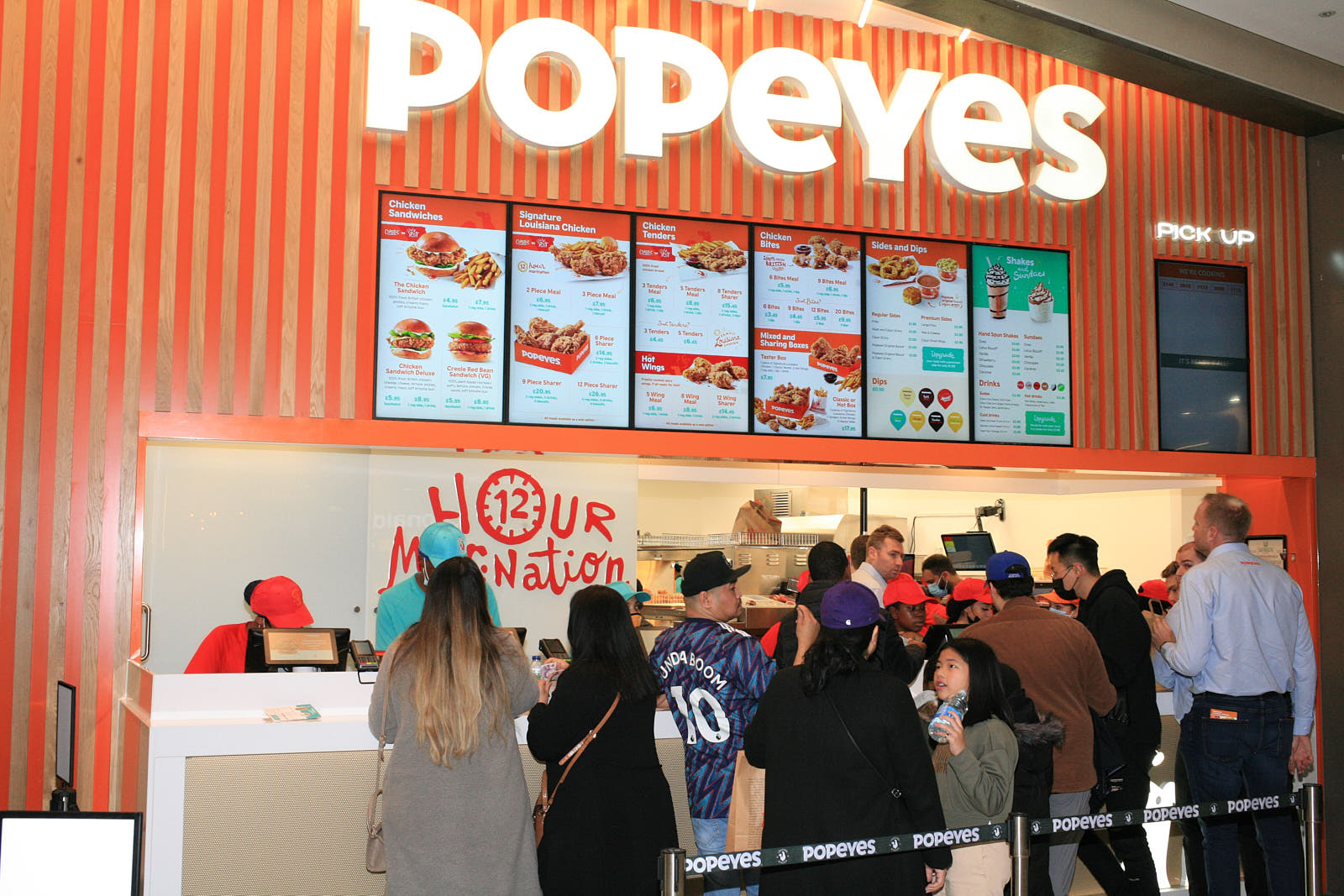 The service counter at Popeyes’ new London restaurant