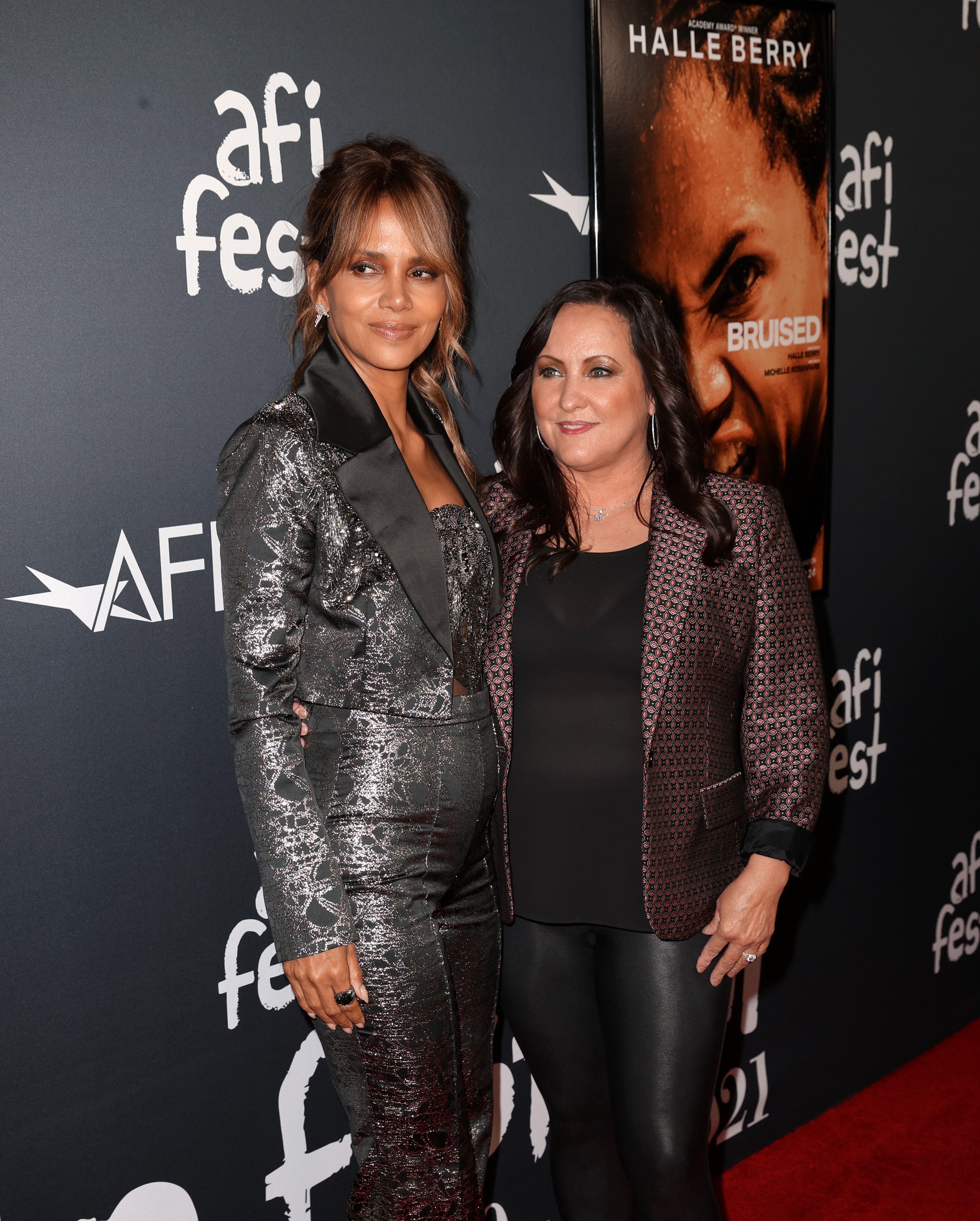 Halle Berry and Invicta FC President Shannon Knapp attend the 2021 AFI Fest Official Screening of Netflix’s “Bruised”
