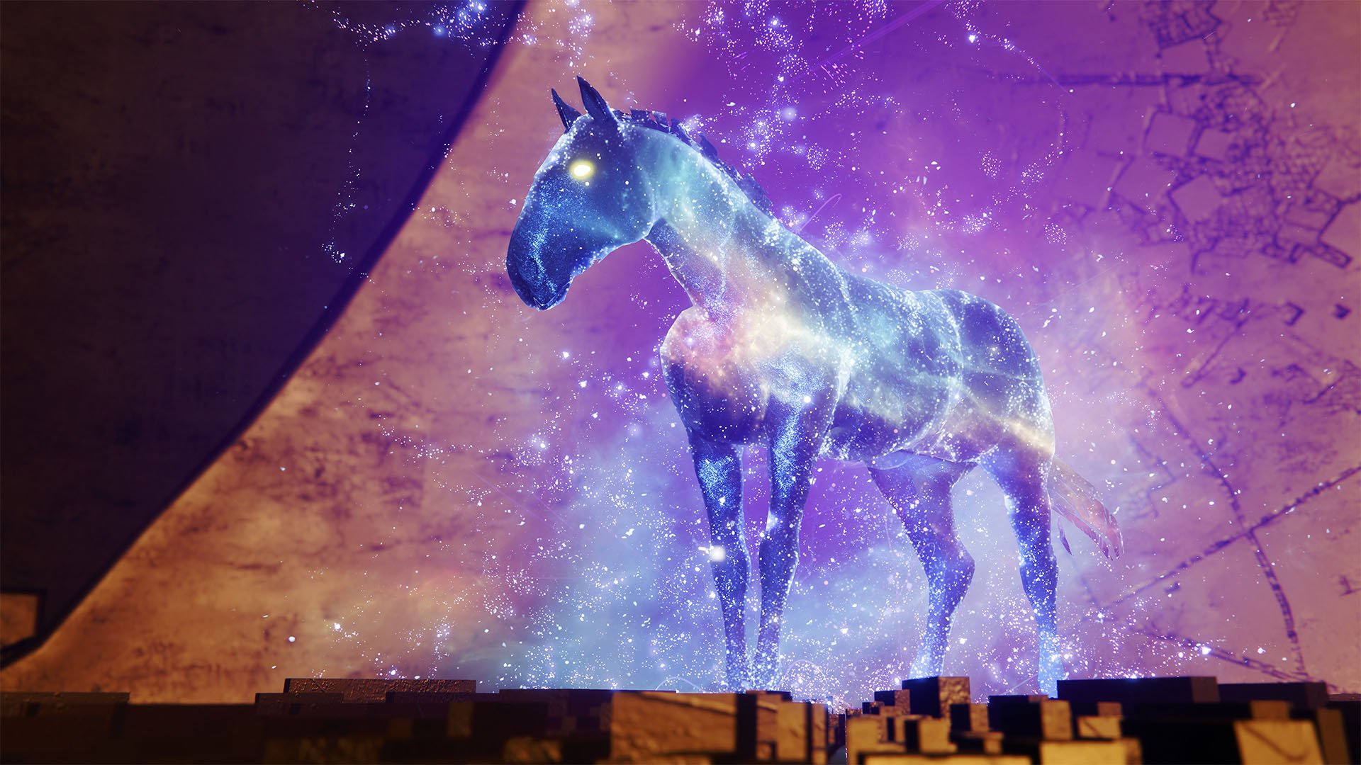 The big new horse in Destiny 2 stands on a platform