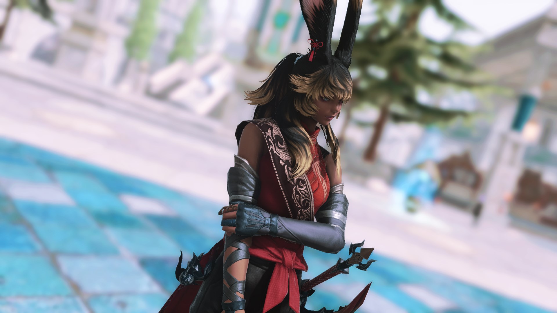 A female Viera poses in Sharlayan