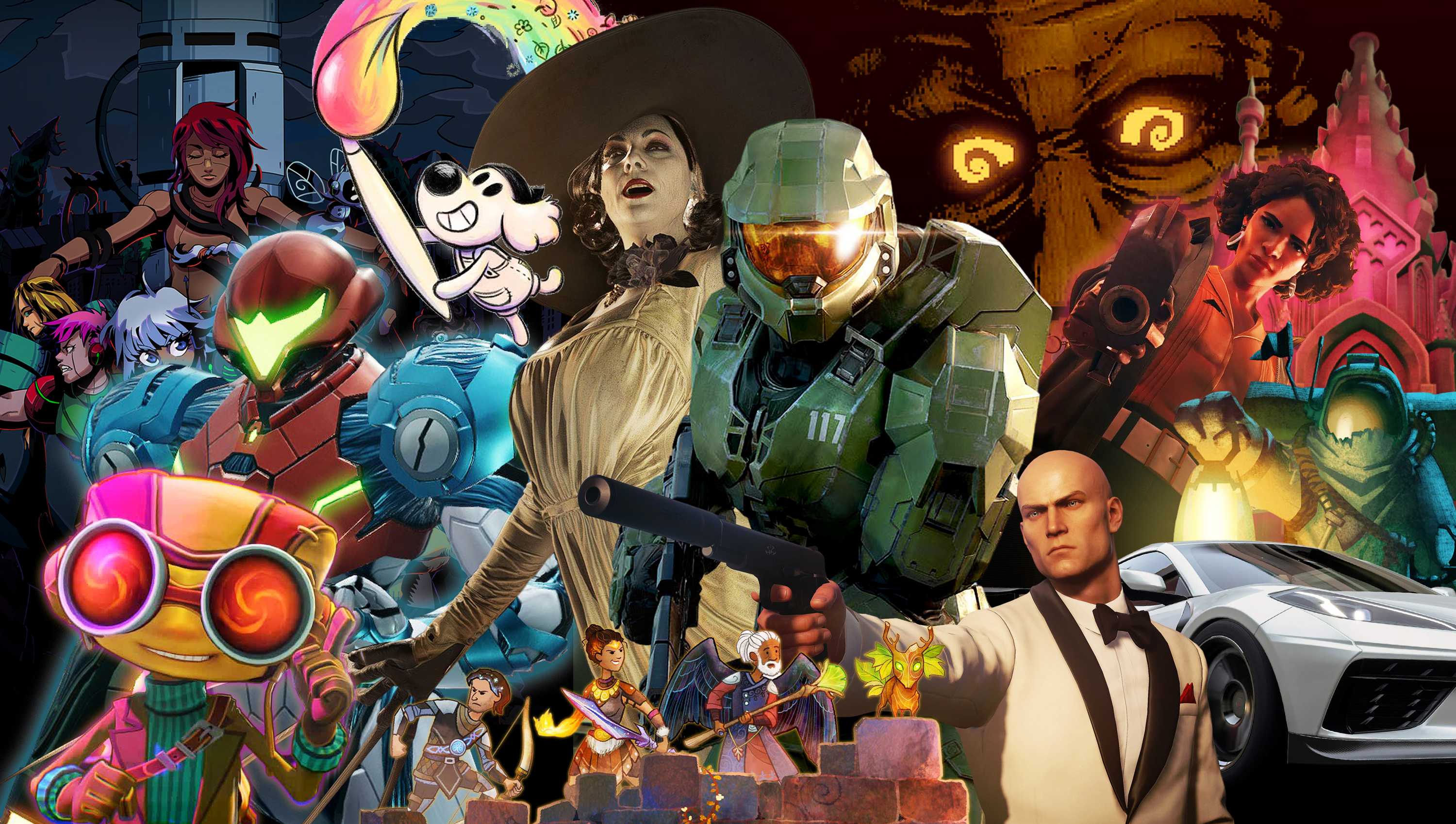 Collage featuring characters from a number of different video games