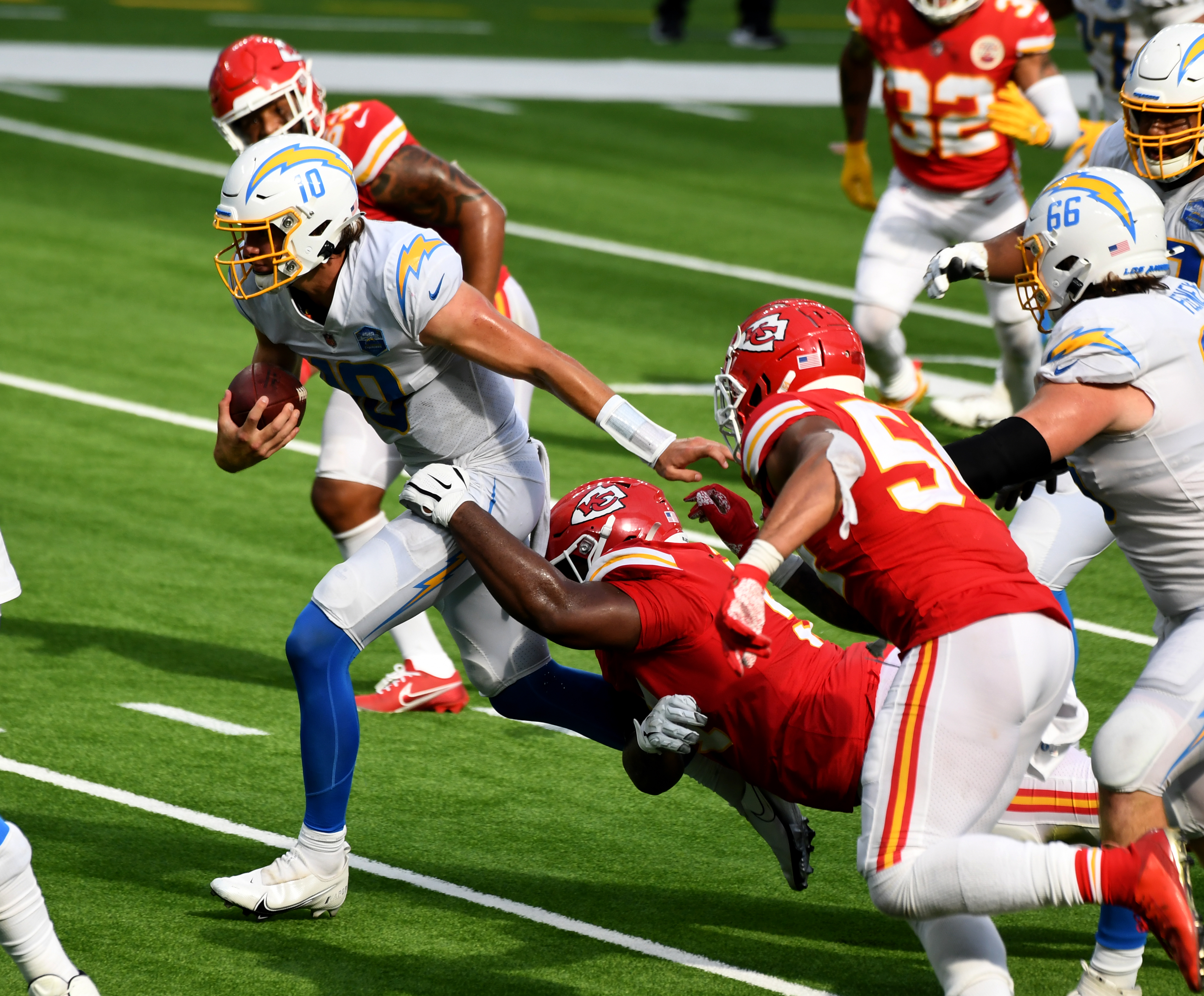 Kansas City Chiefs defeated the Los Angeles Chargers 23-20 in over time during an NFL game.