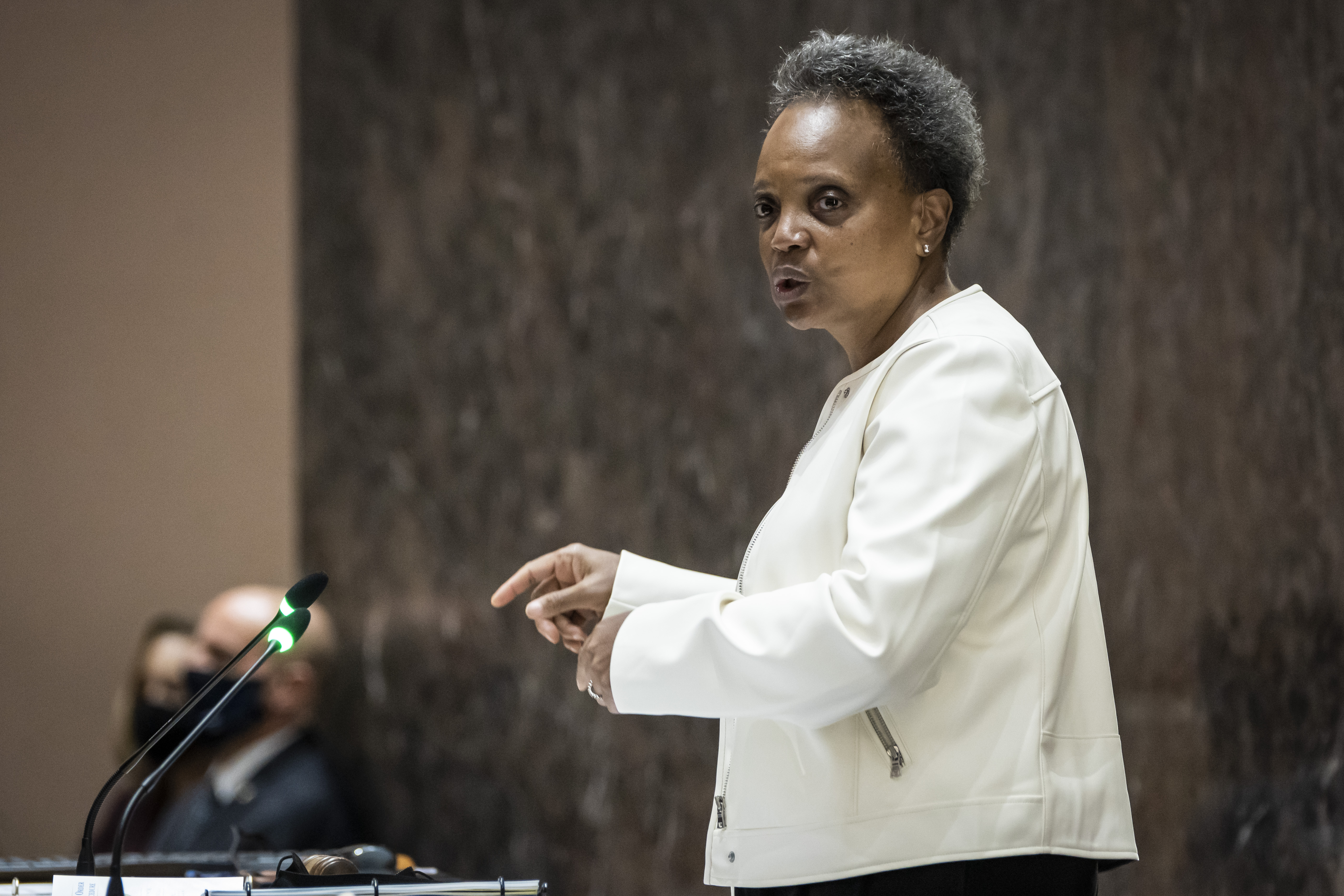 Mayor Lori Lightfoot presides over a Chicago City Council meeting on Dec. 15 at City Hall.
