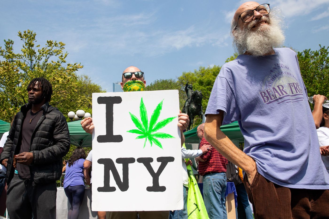 Hundreds of people packed into Union Square for a rally advocating the legalization of recreational marijuana use, May 4, 2019.