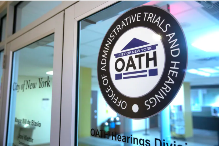 A door of New York City’s Office of Administrative Trials and Hearings in Downtown Brooklyn.