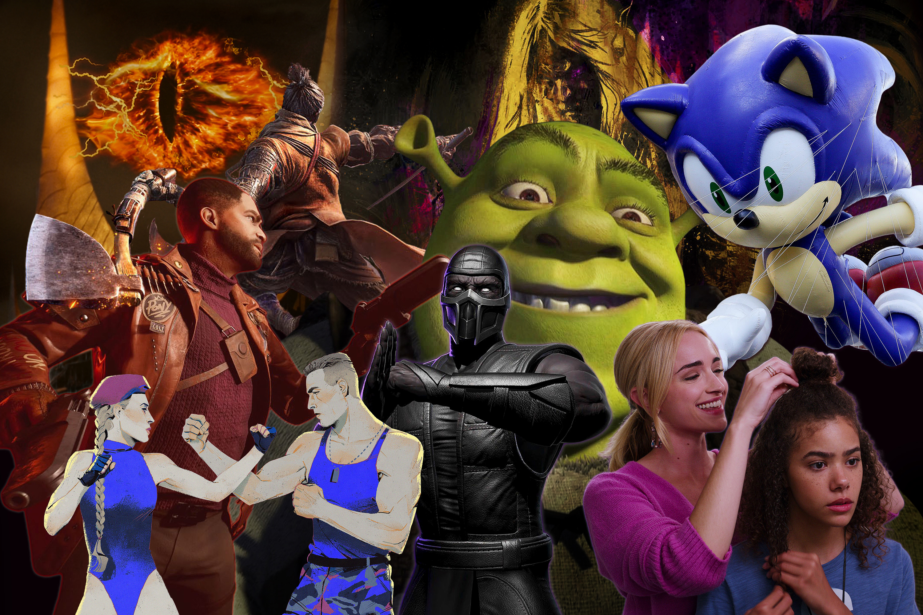 collage featuring images from games and TV shows