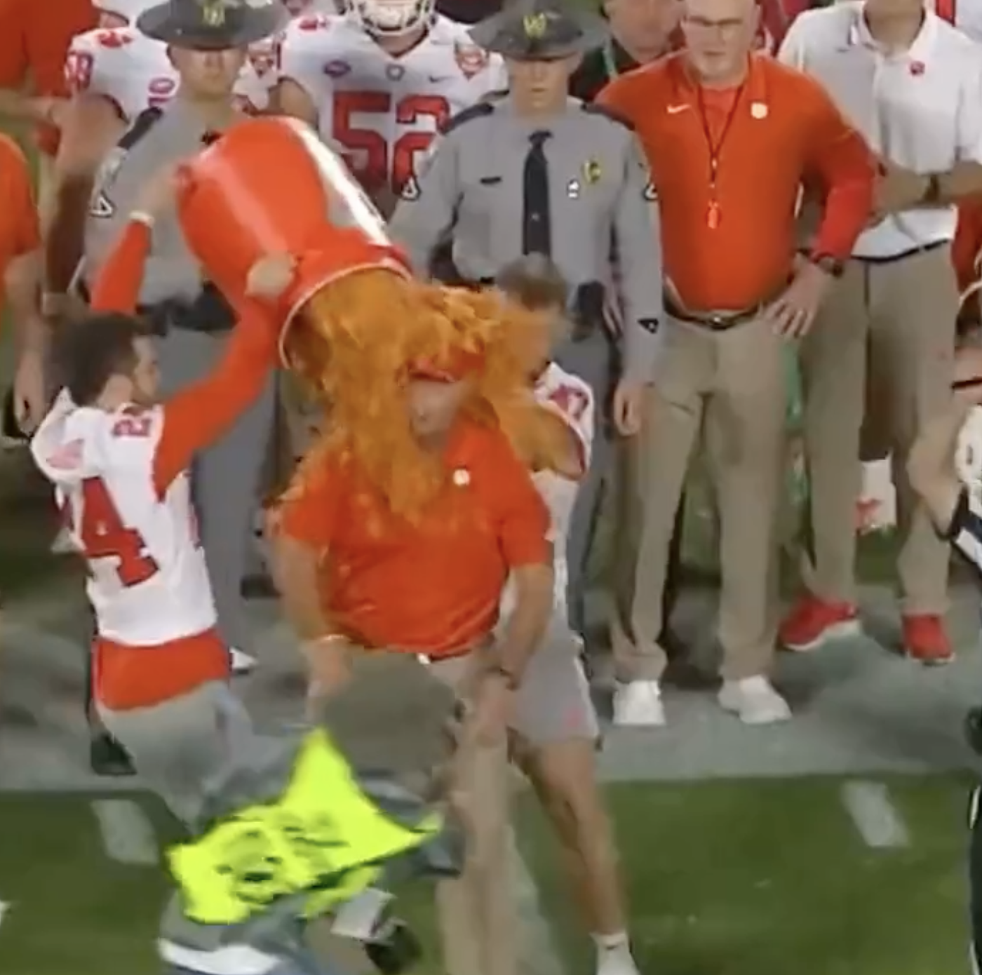 Dabo Swinney gets Cheez-Its dumped on him at the 2021 Cheez-It Bowl