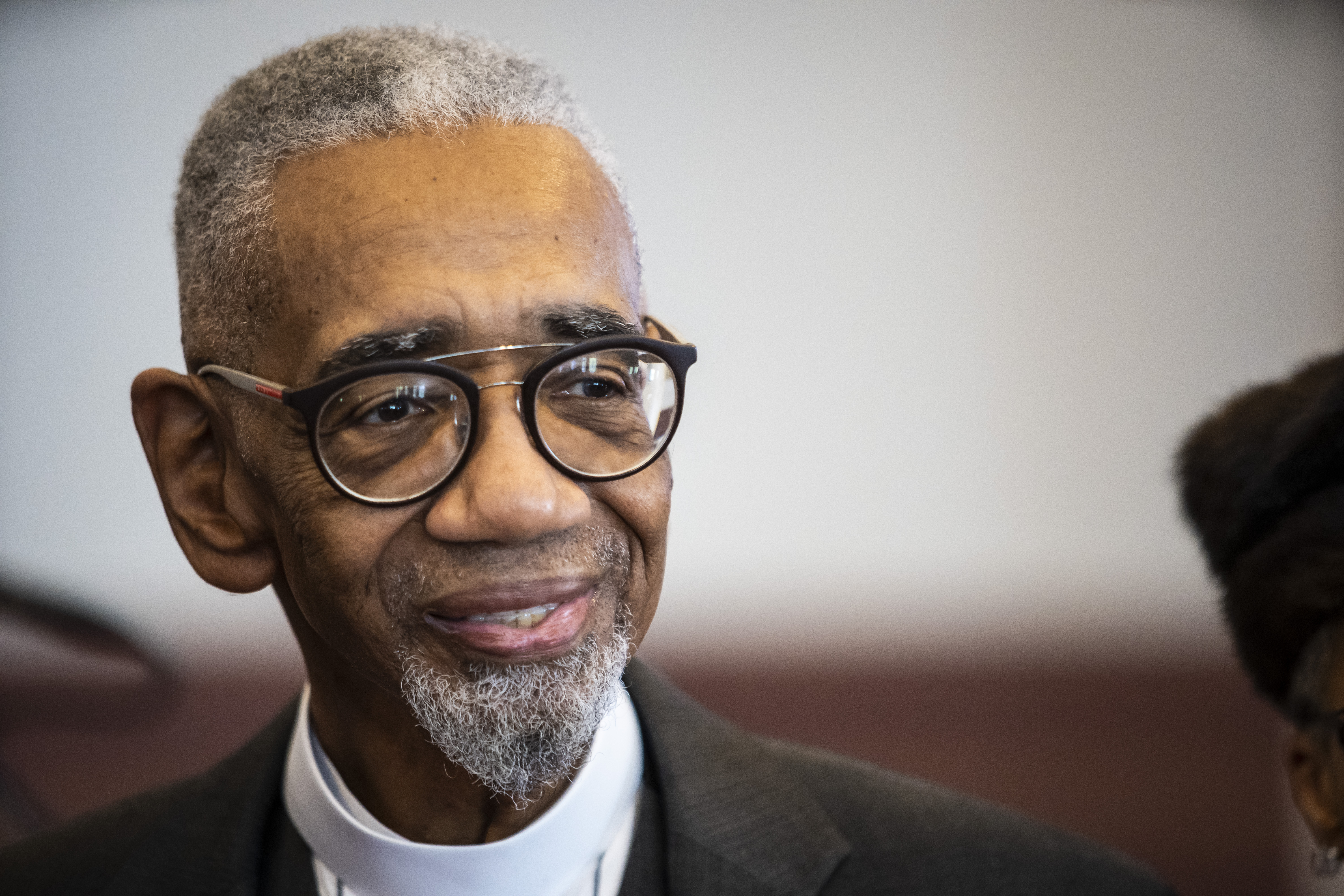 U.S. Rep. Bobby Rush, D-Ill., smiles during a news conference at Roberts Temple Church Of God In Christ in Chicago, Ill., Tuesday morning, Jan. 4, 2022, where he announced that he will not be seeking a 16th term in the U.S. House of Representatives. Rush, 75, a former Black Panther and an ex-Chicago alderman and minister, was first elected to Congress in 1992. (Ashlee Rezin/Chicago Sun-Times via AP) ORG XMIT: ILCHS406