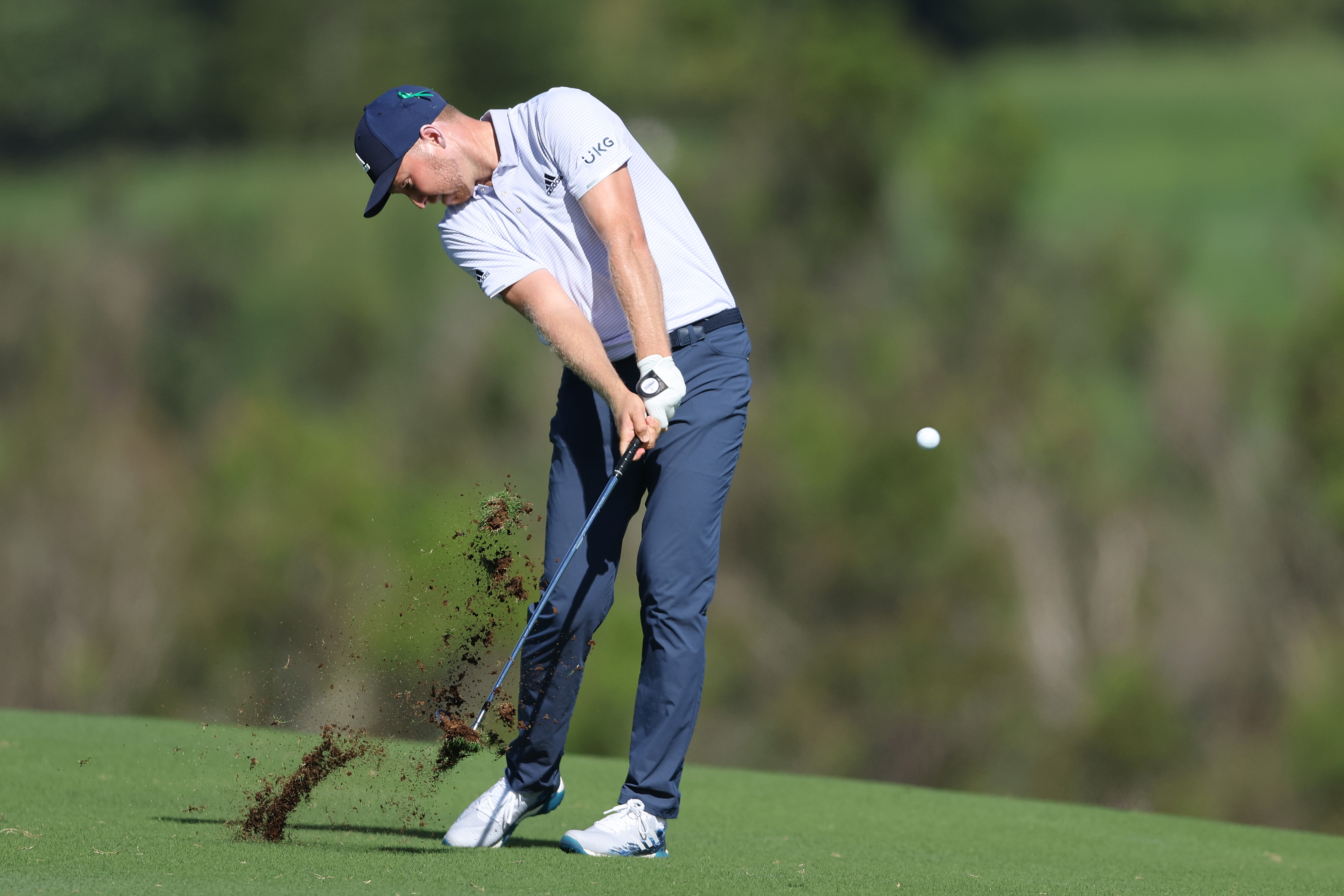 Daniel Berger of the United States plays an approach shot on the fourth hole during the first round of the Sentry Tournament of Champions at the Plantation Course at Kapalua Golf Club on January 06, 2022 in Lahaina, Hawaii.