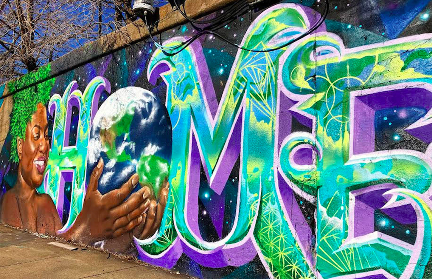The mural titled “Home,” done by the Mural Mafia at 16th Street and Ashland Avenue. 