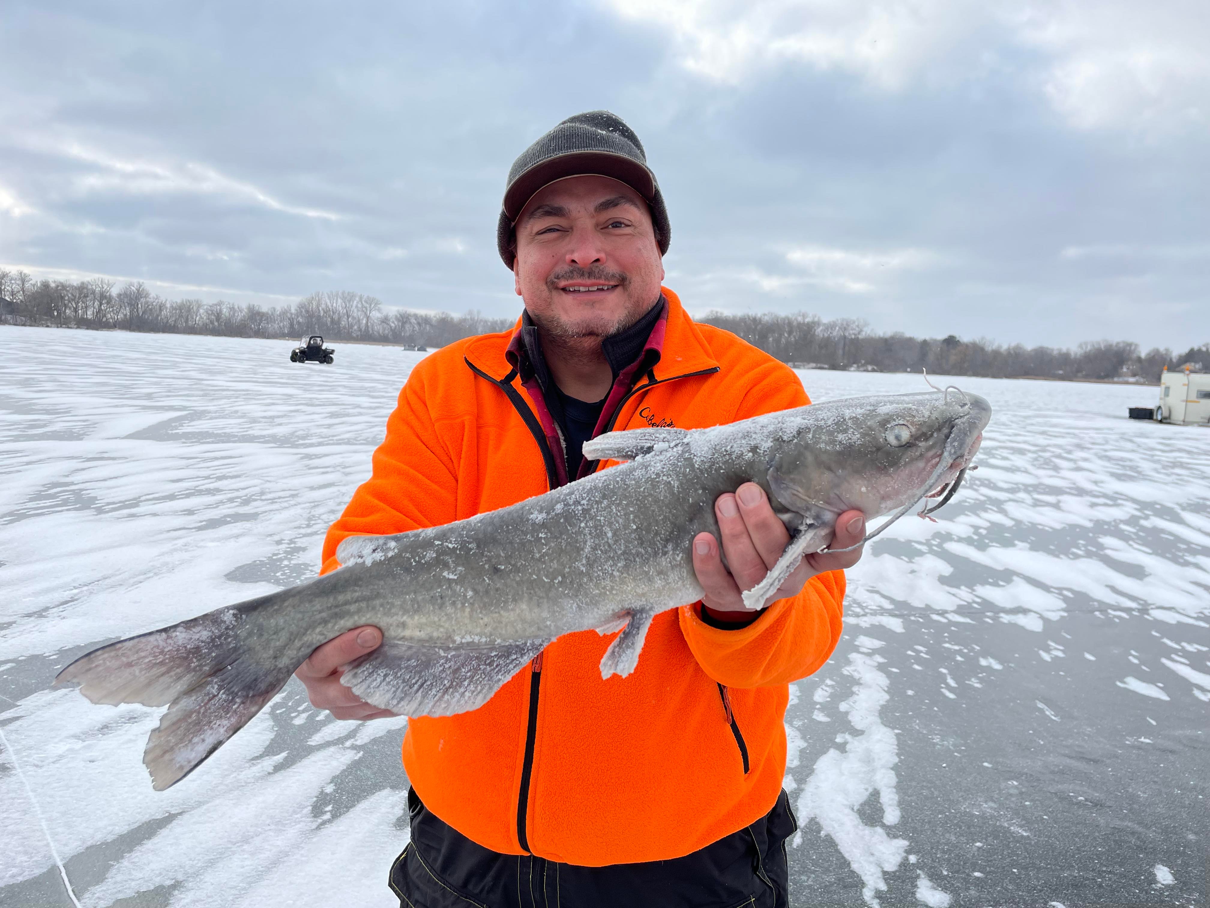 Greg Regalado caught a good channel catfish from the Chain O’Lakes on Sunday. Provided photo