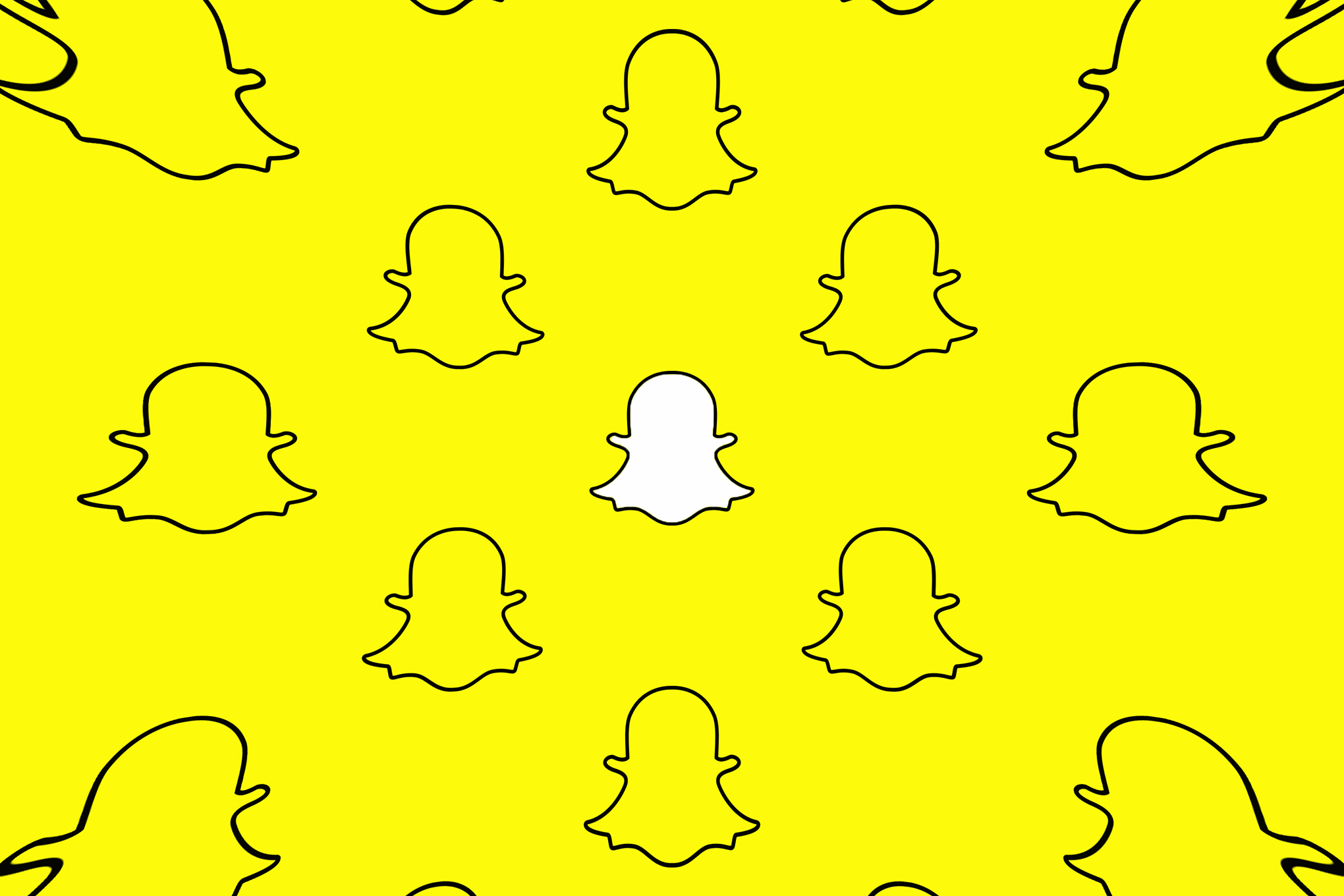 The Snapchat white ghost logo on a bright yellow background.