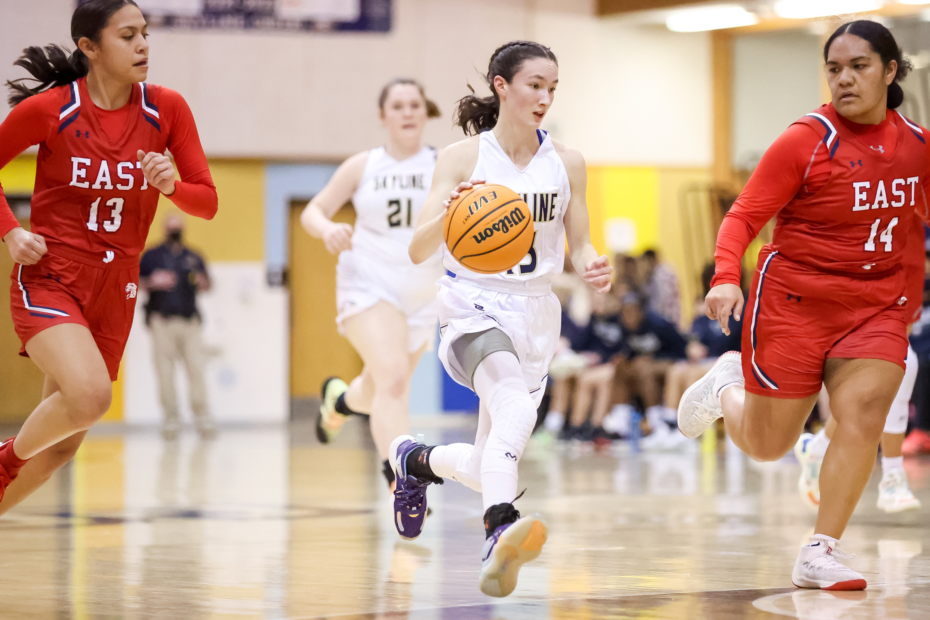 Skyline and East compete in a high school girls basketball game at Skyline High School in Millcreek on Tuesday, Jan. 18, 2022.